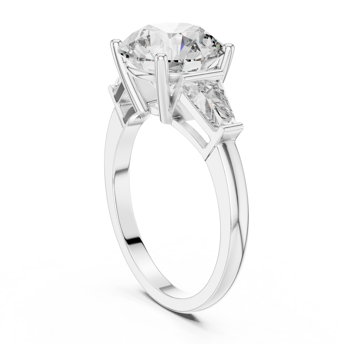 Luxury Round Diamond with Side Stones Ring