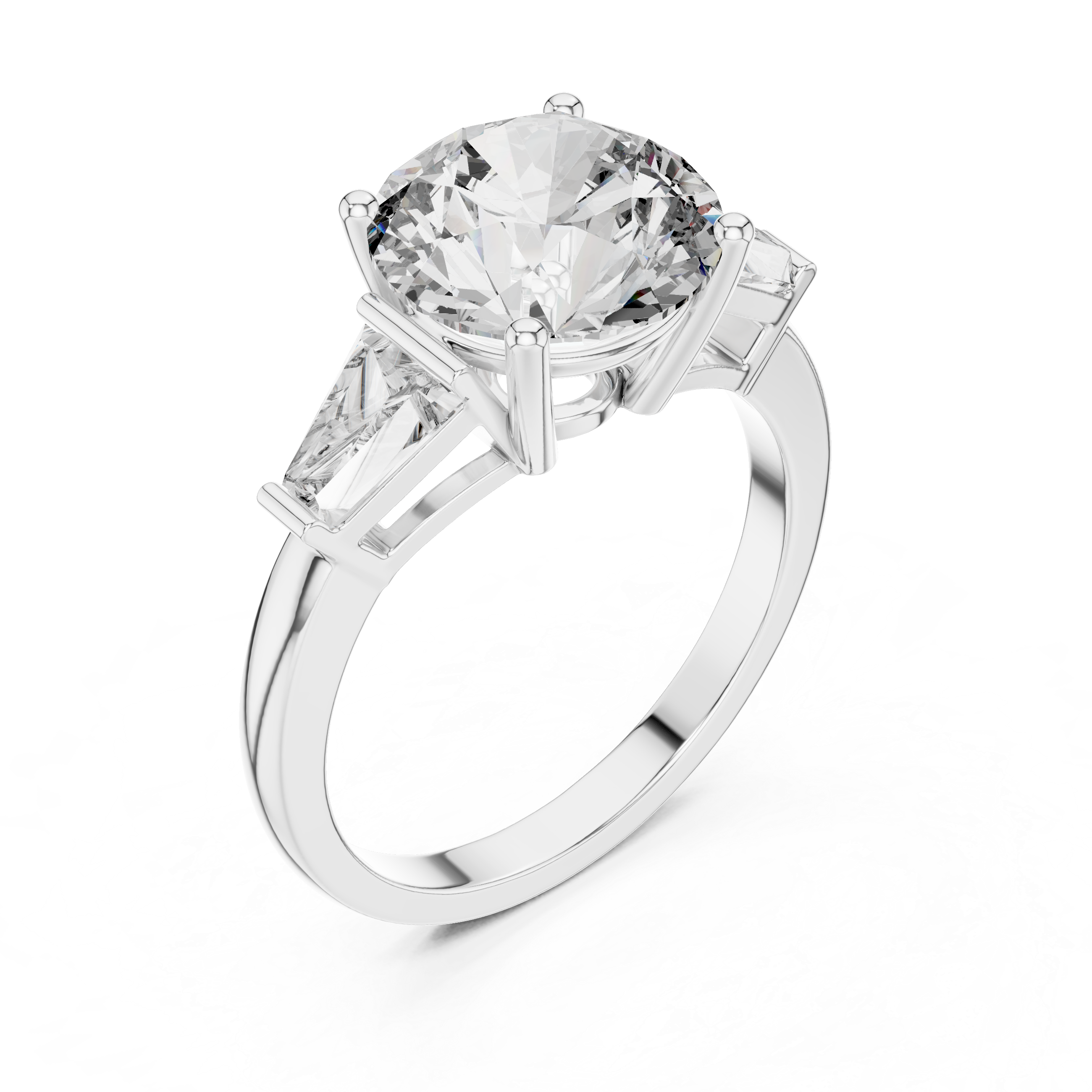 Luxury Round Diamond with Side Stones Ring