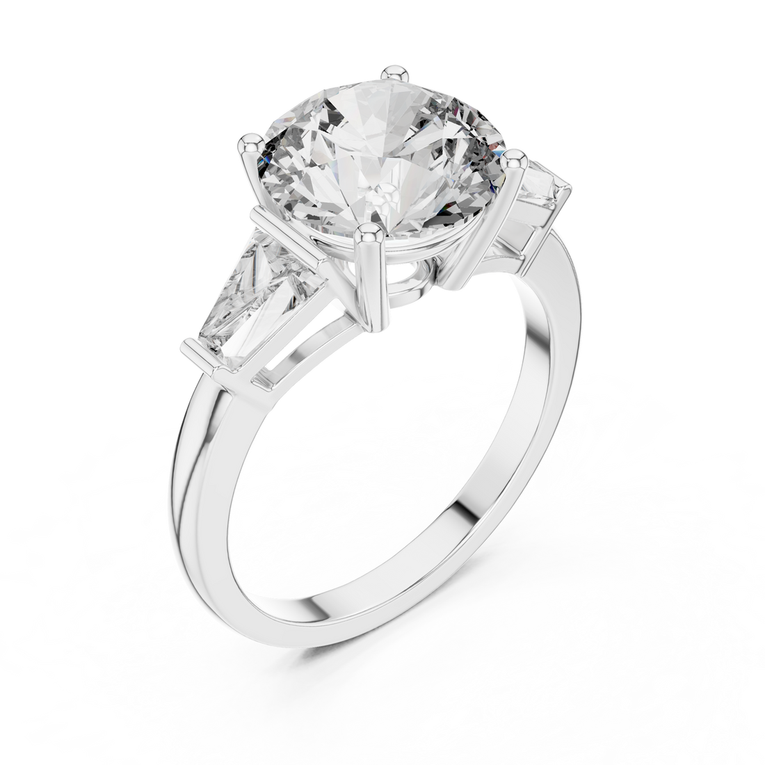Luxury Round Diamond with Side Stones Ring