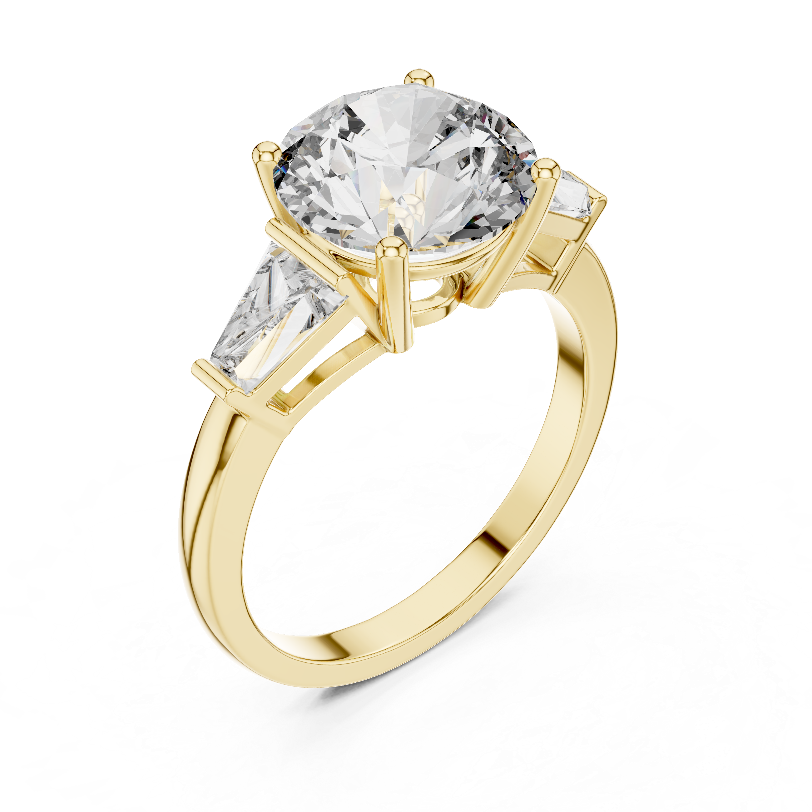 Luxury Round Diamond with Side Stones Ring