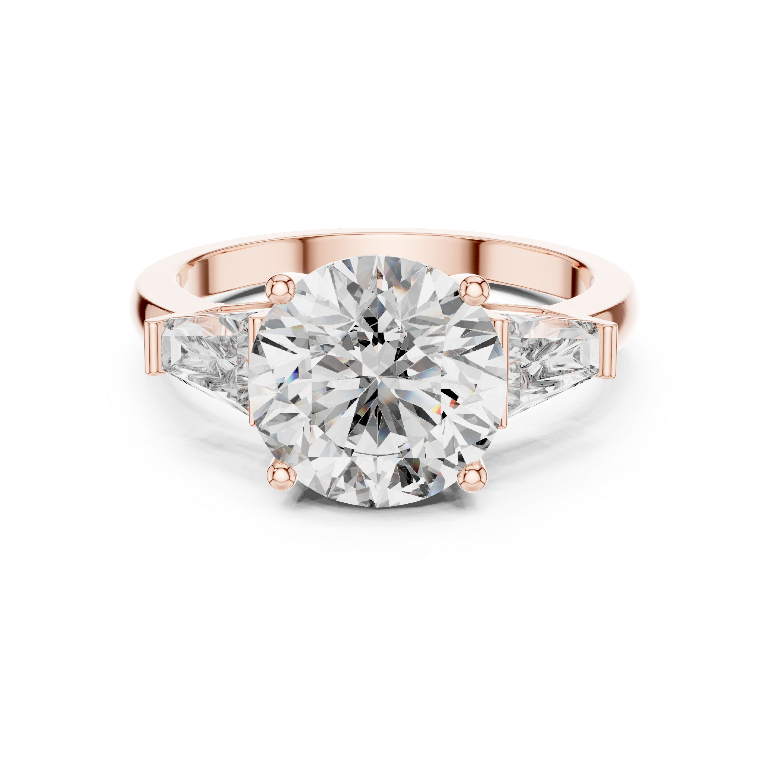 Luxury Round Diamond with Side Stones Ring