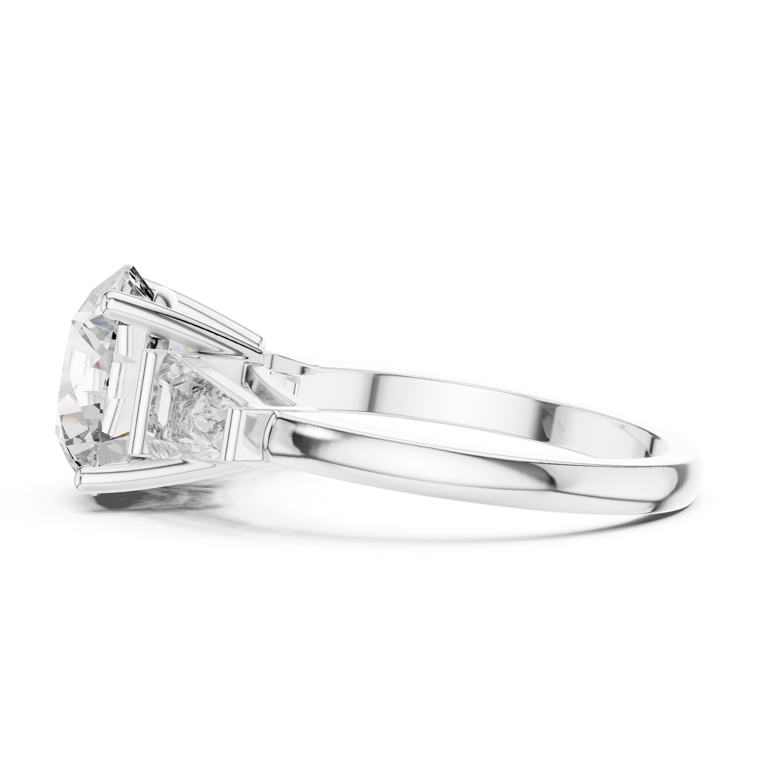 Luxury Round Diamond with Side Stones Ring