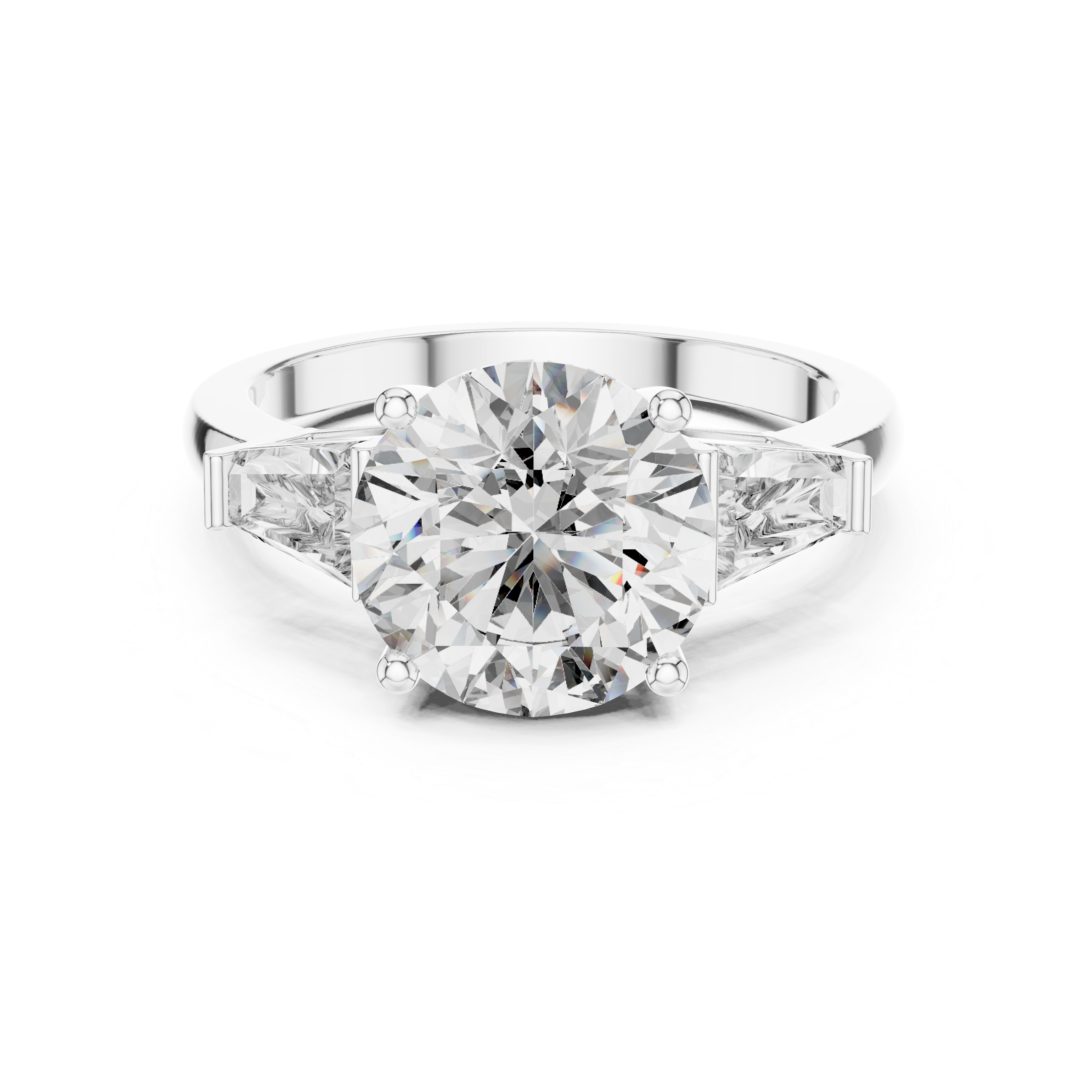 Luxury Round Diamond with Side Stones Ring
