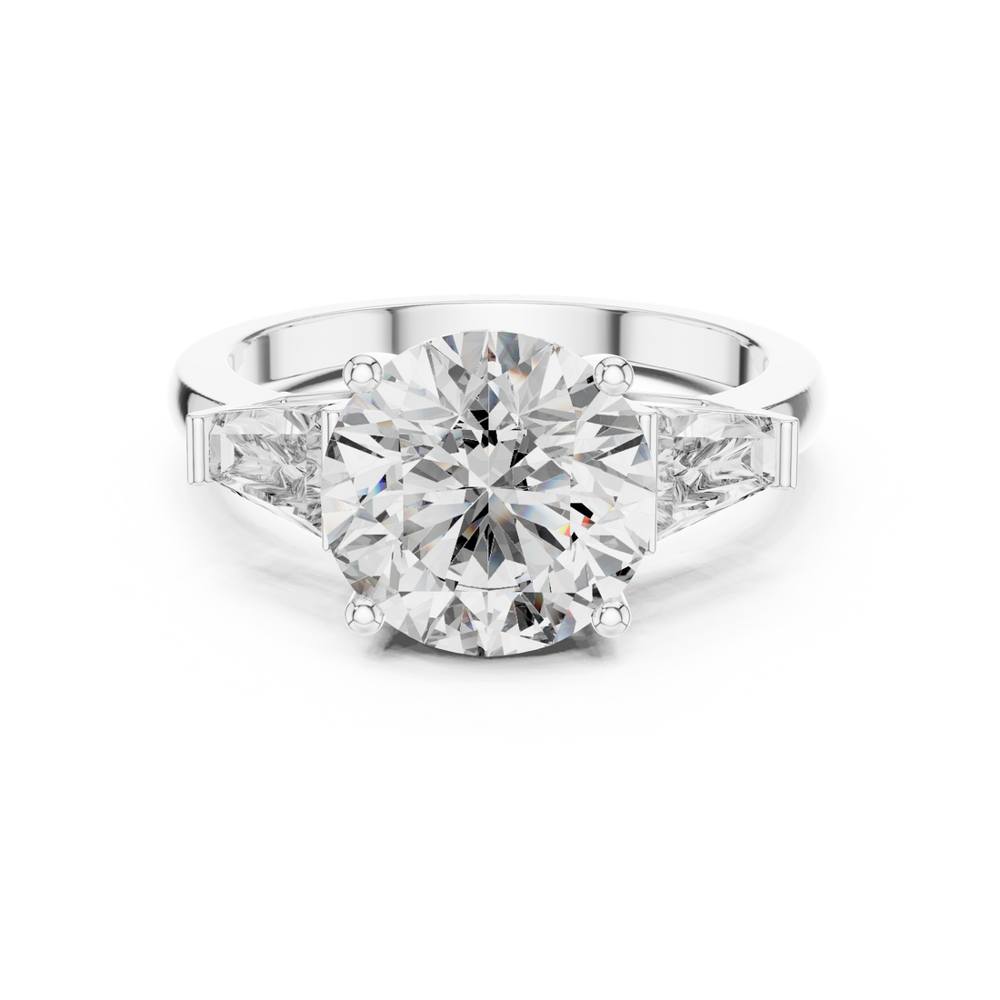 Luxury Round Diamond with Side Stones Ring