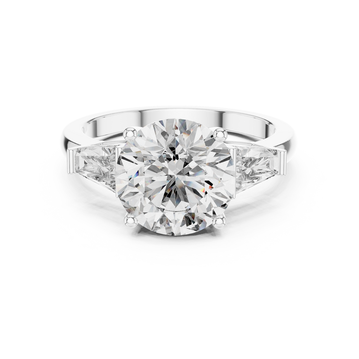 Luxury Round Diamond with Side Stones Ring