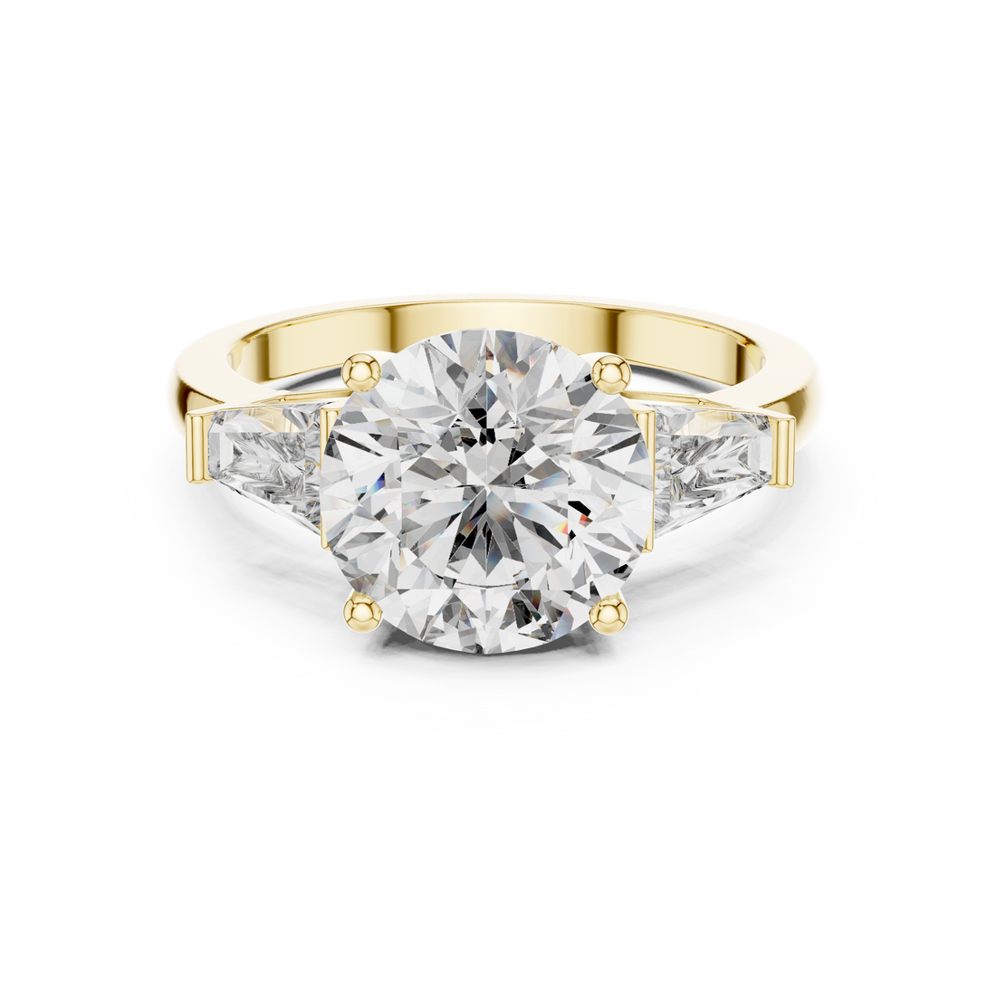 Luxury Round Diamond with Side Stones Ring