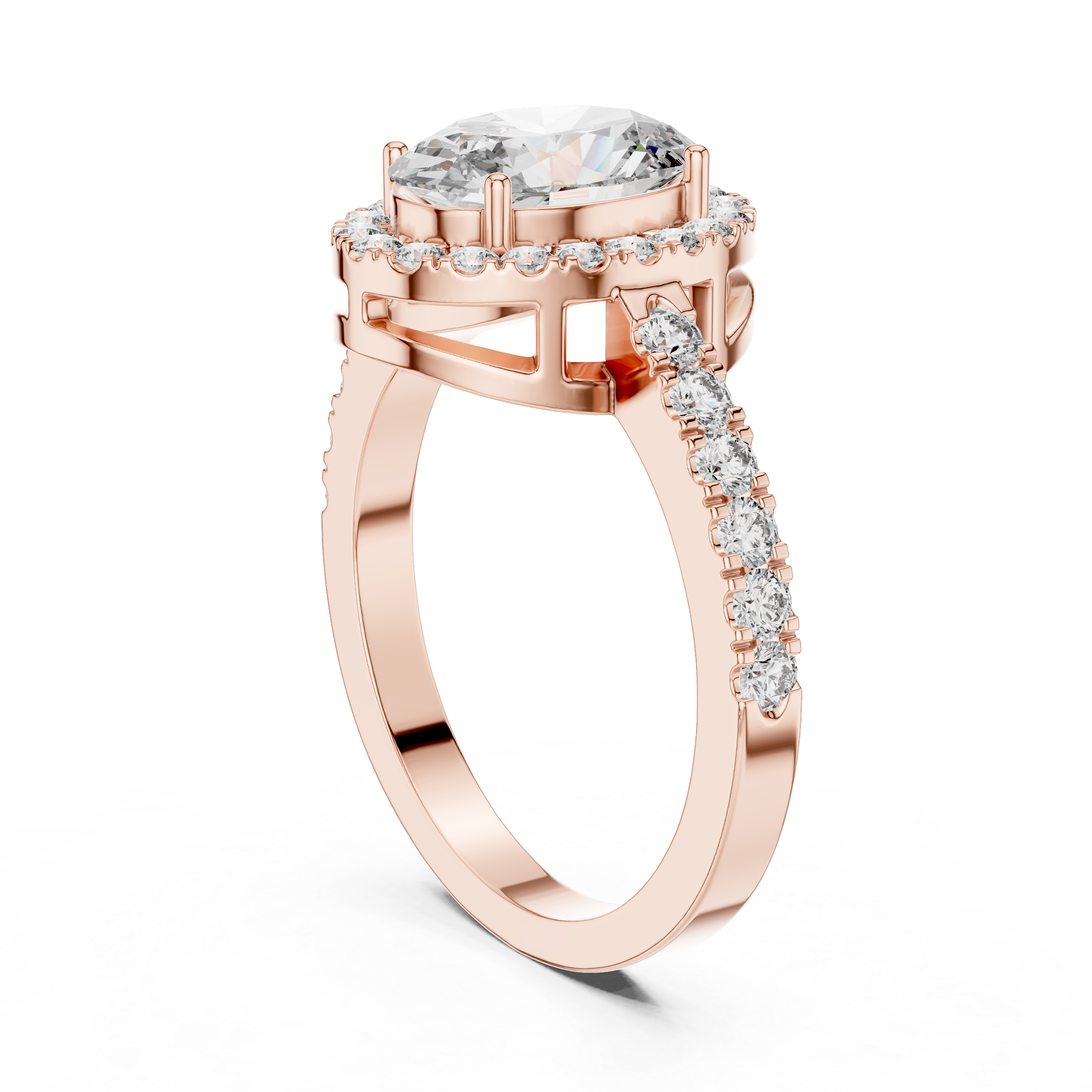 Delicate Halo Diamond Ring with Sparkling Accents