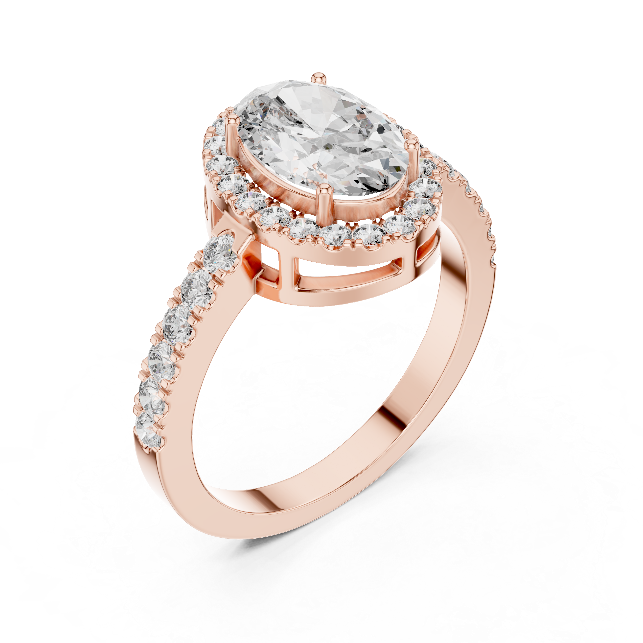 Delicate Halo Diamond Ring with Sparkling Accents