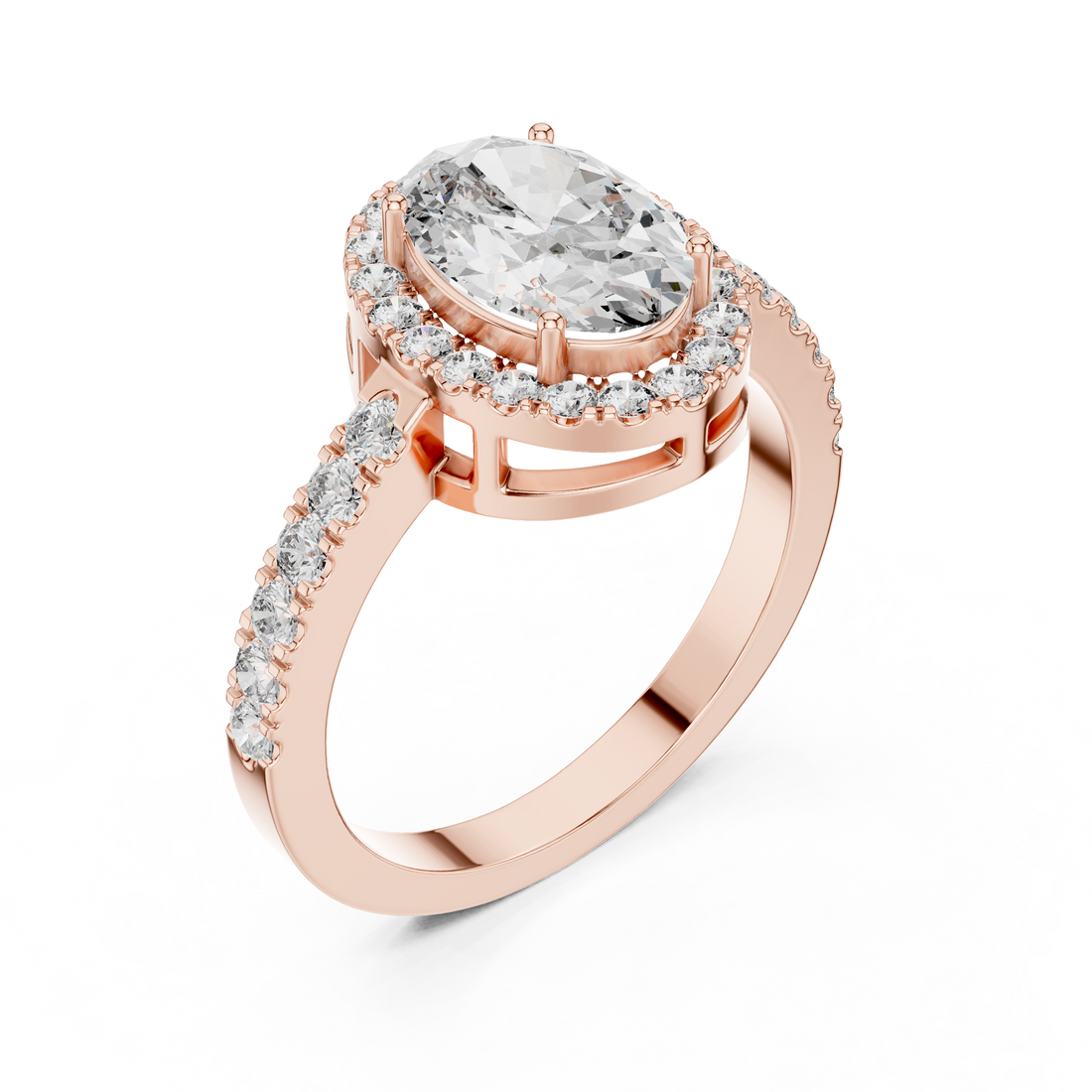 Delicate Halo Diamond Ring with Sparkling Accents