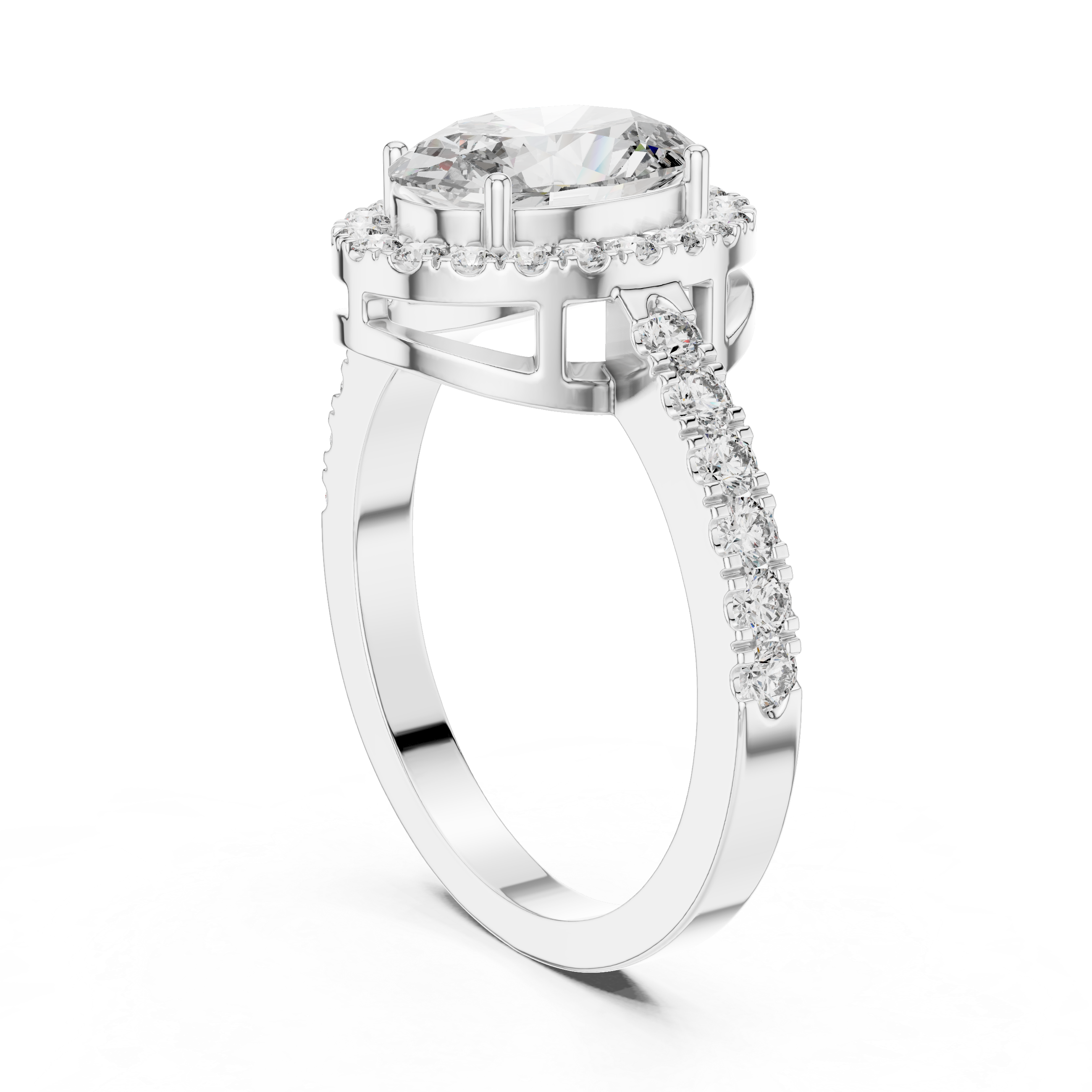 Delicate Halo Diamond Ring with Sparkling Accents