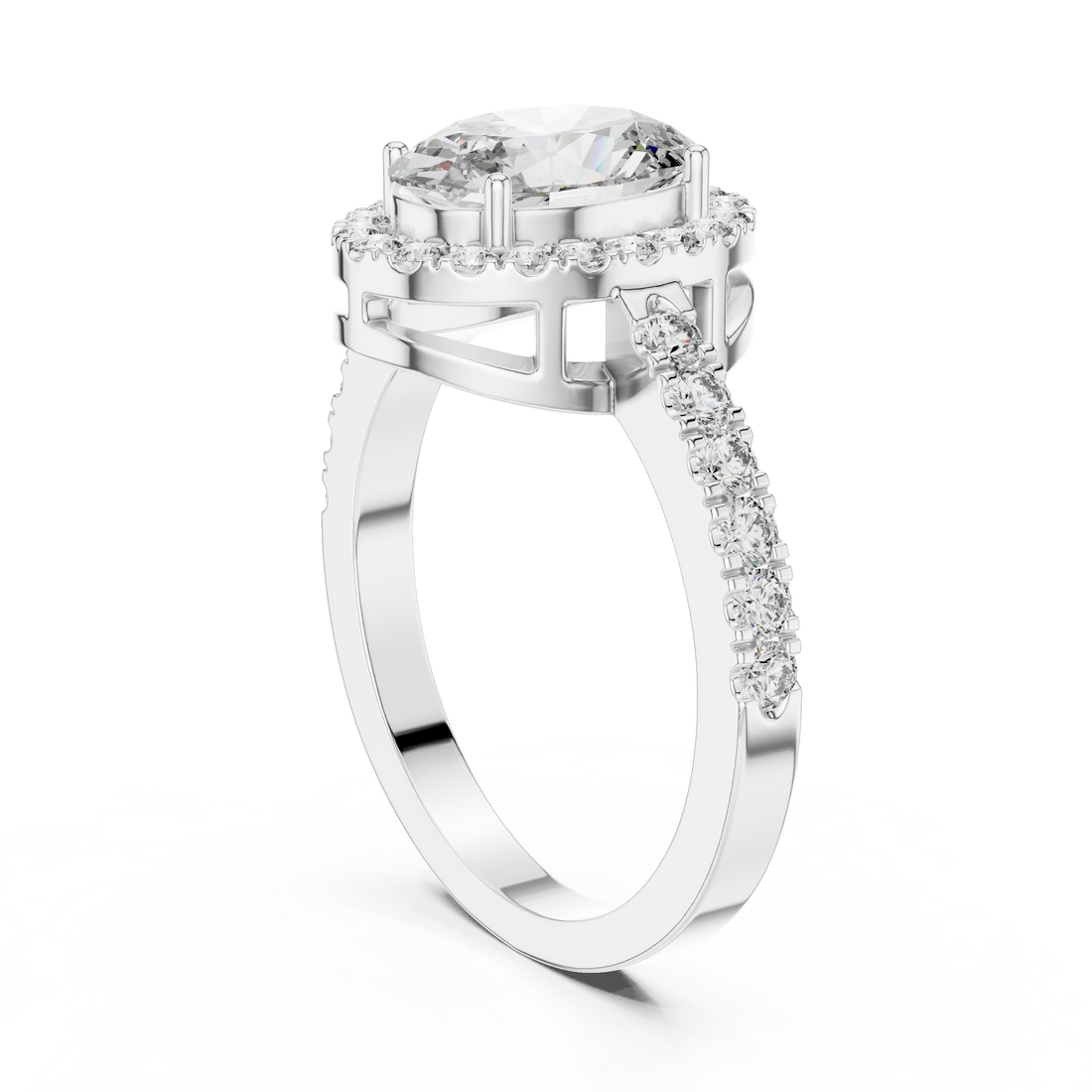 Delicate Halo Diamond Ring with Sparkling Accents