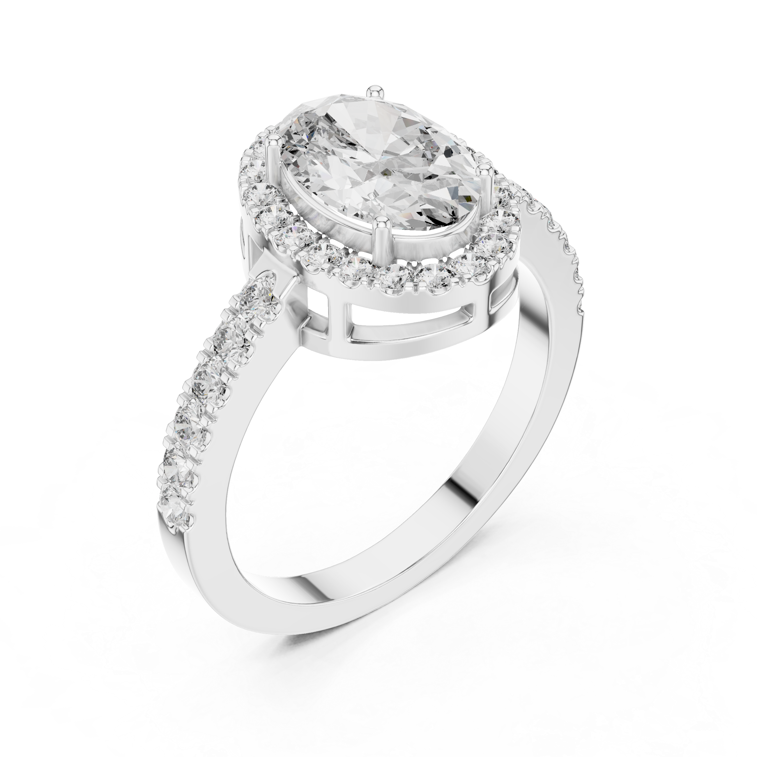 Delicate Halo Diamond Ring with Sparkling Accents