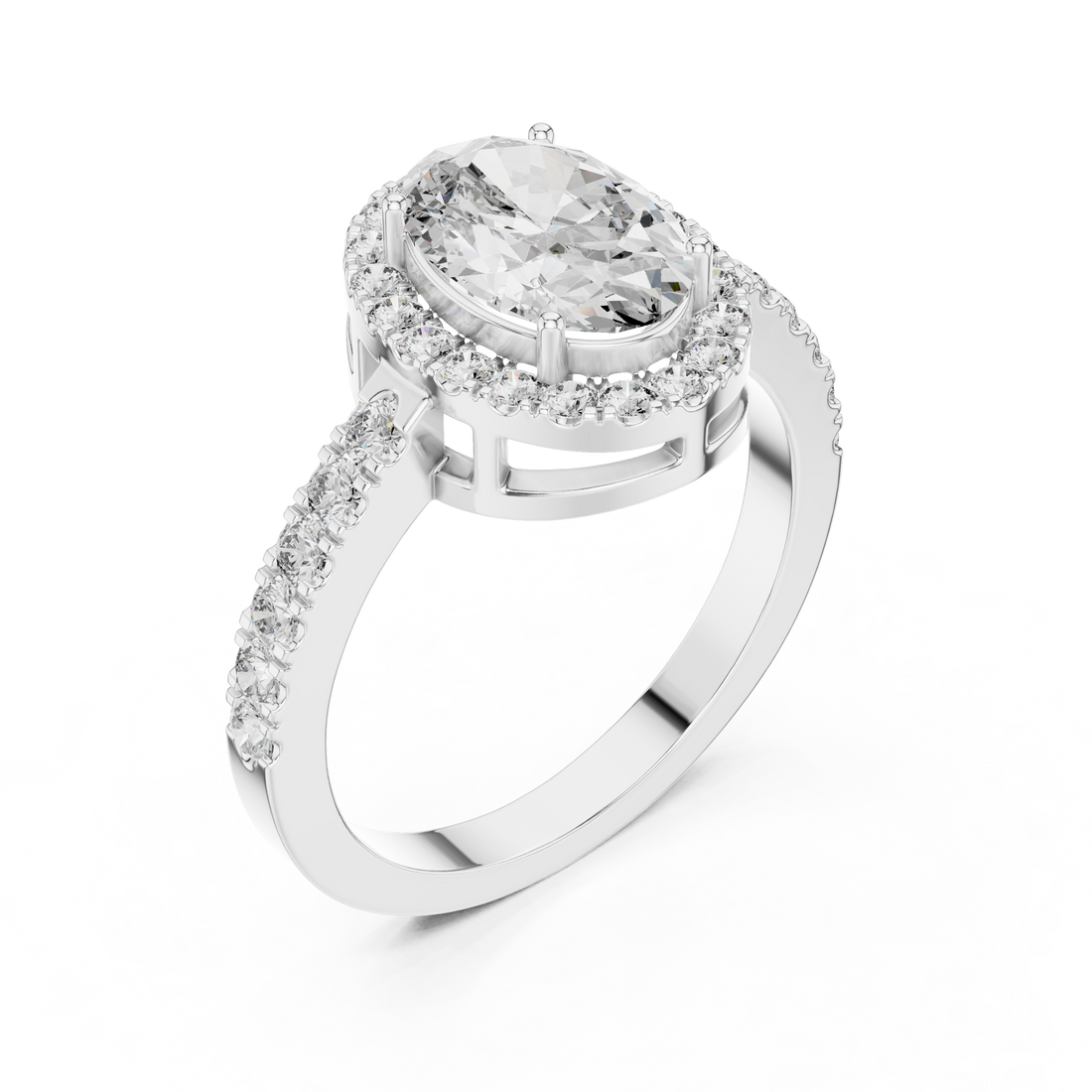 Delicate Halo Diamond Ring with Sparkling Accents
