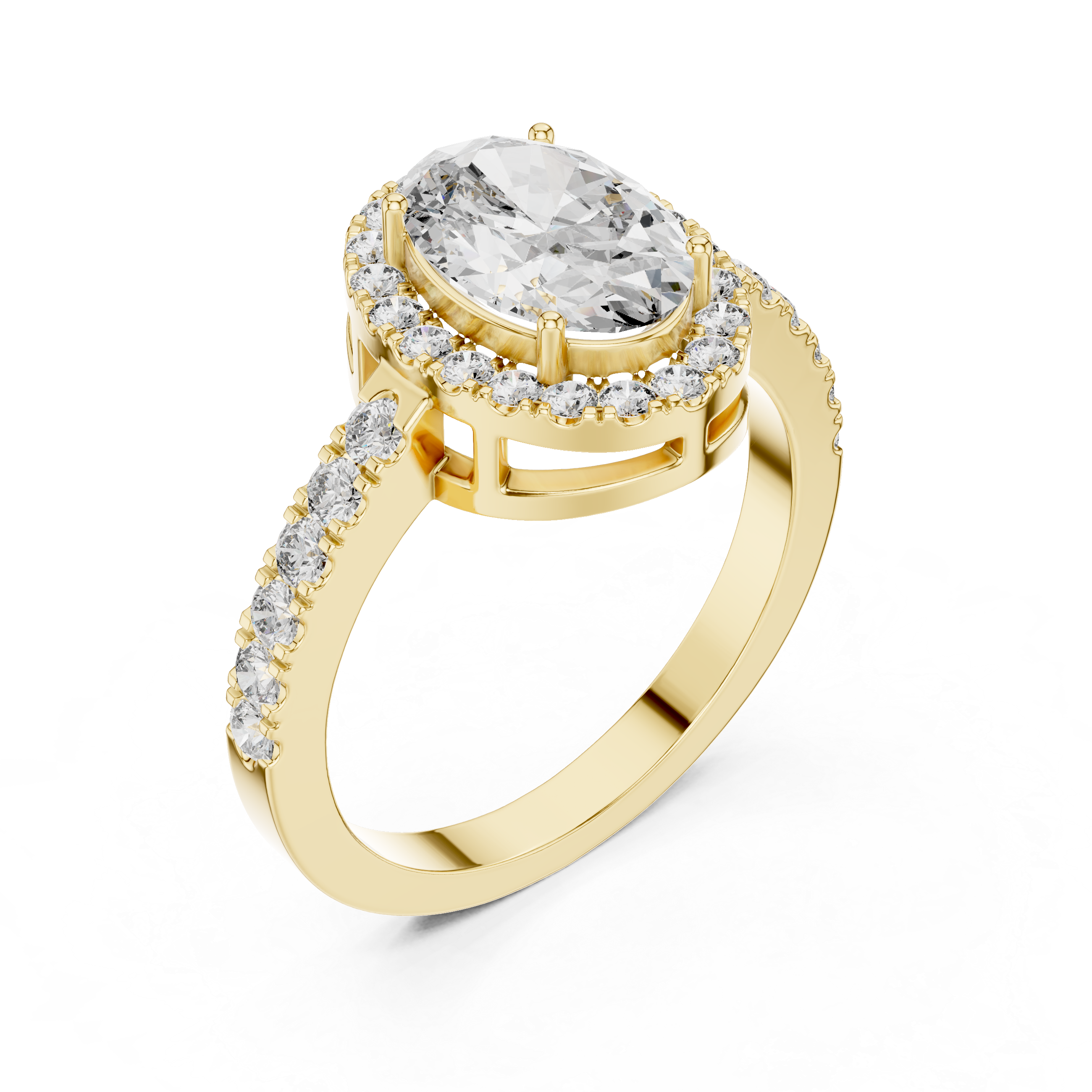 Delicate Halo Diamond Ring with Sparkling Accents