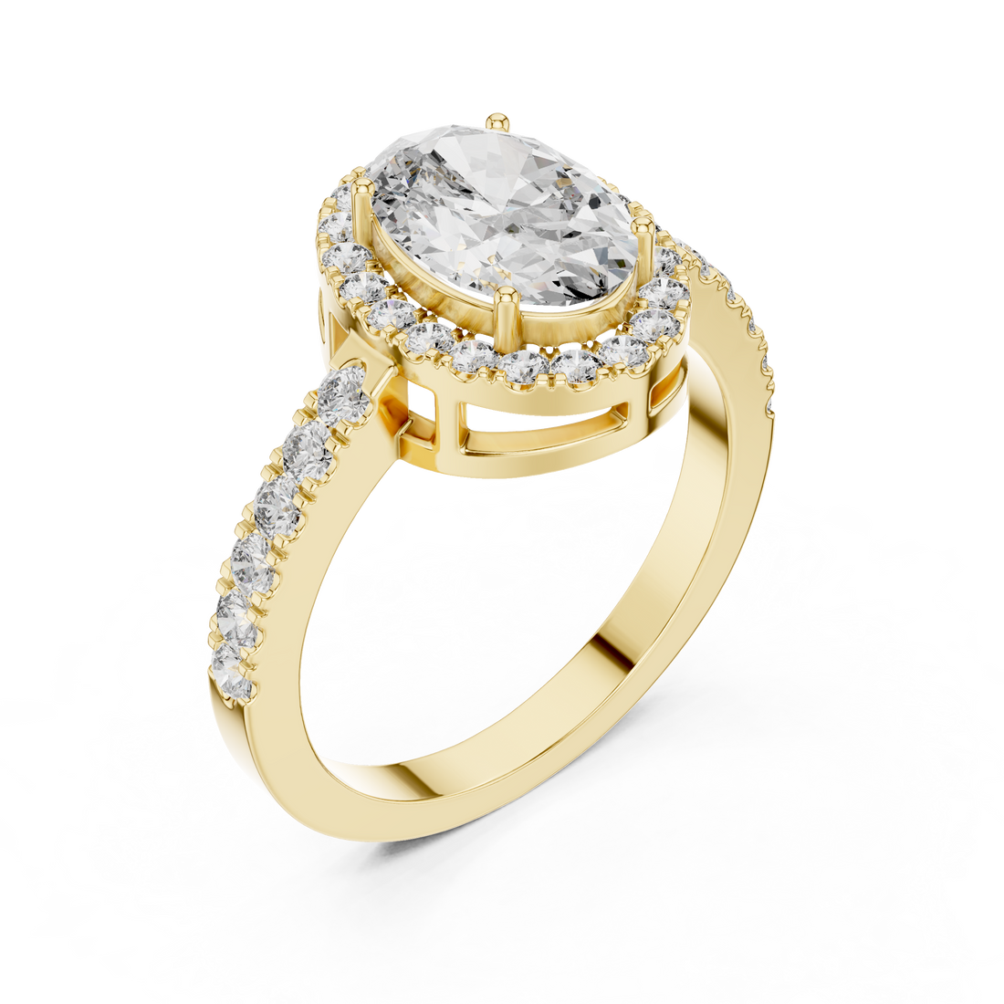 Delicate Halo Diamond Ring with Sparkling Accents