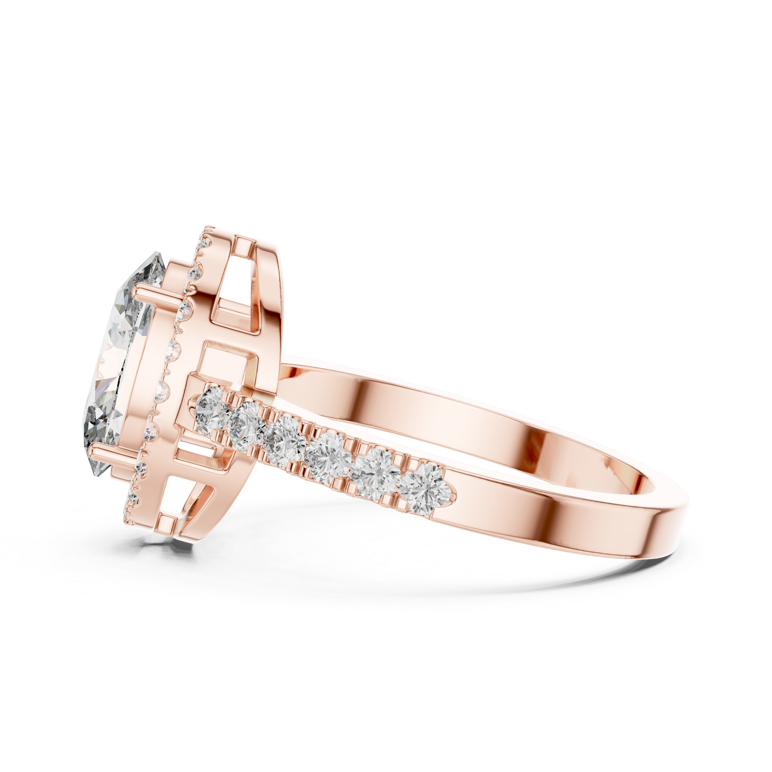 Delicate Halo Diamond Ring with Sparkling Accents