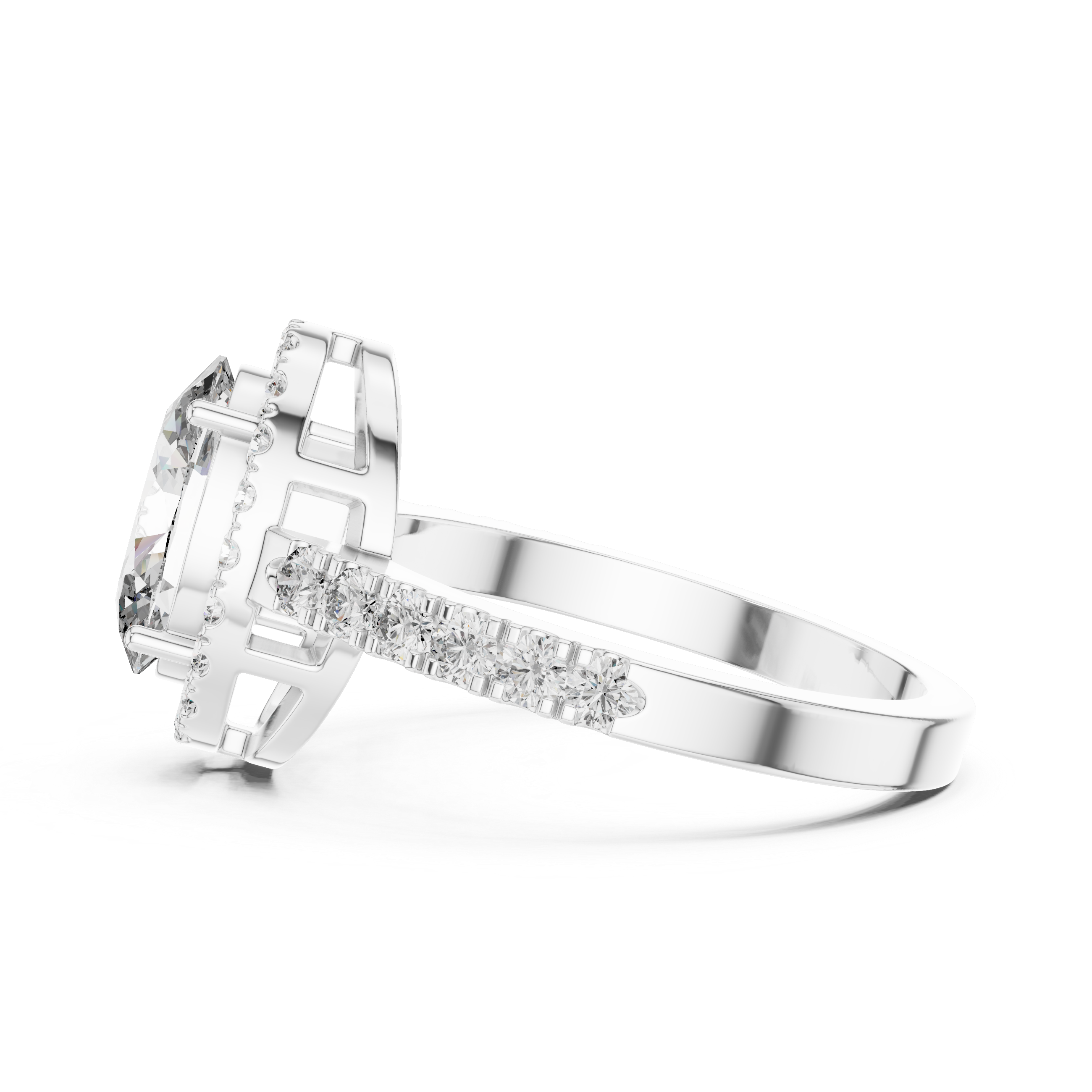 Delicate Halo Diamond Ring with Sparkling Accents