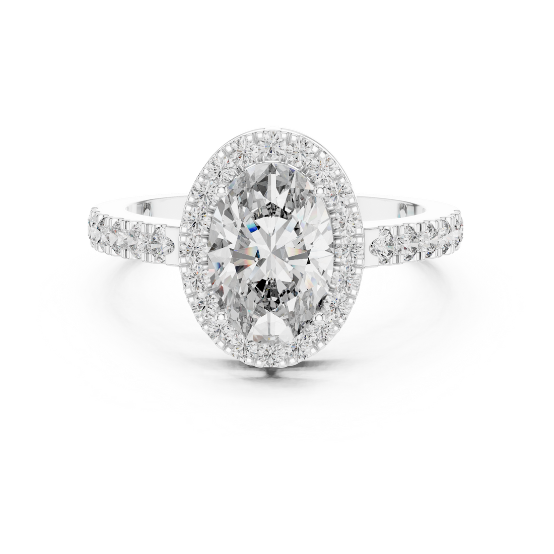 Delicate Halo Diamond Ring with Sparkling Accents