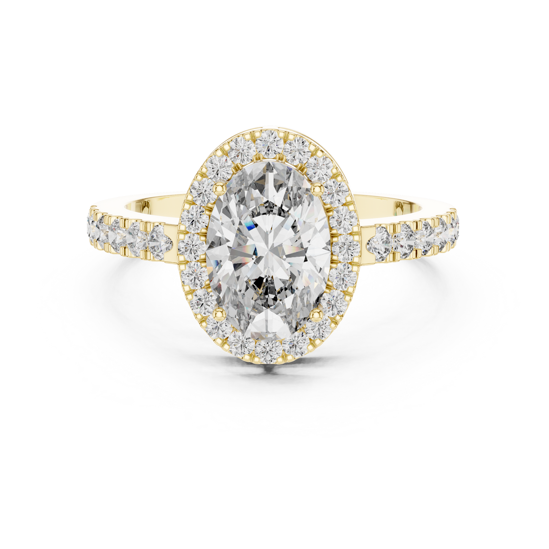 Delicate Halo Diamond Ring with Sparkling Accents