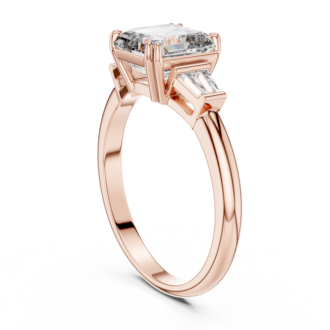 Modern Three Stone Diamond Ring with Sparkling Pavé
