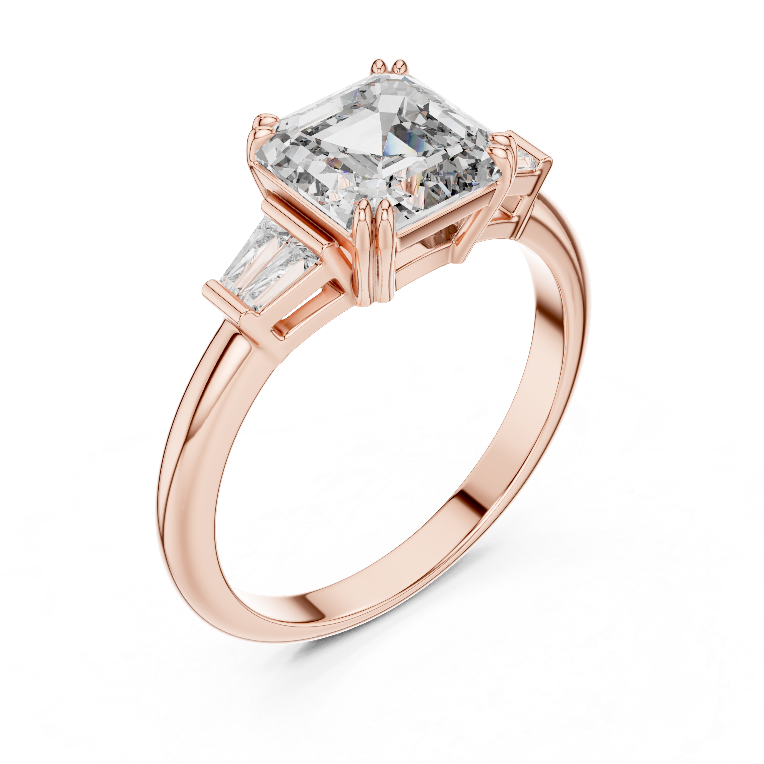 Modern Three Stone Diamond Ring with Sparkling Pavé