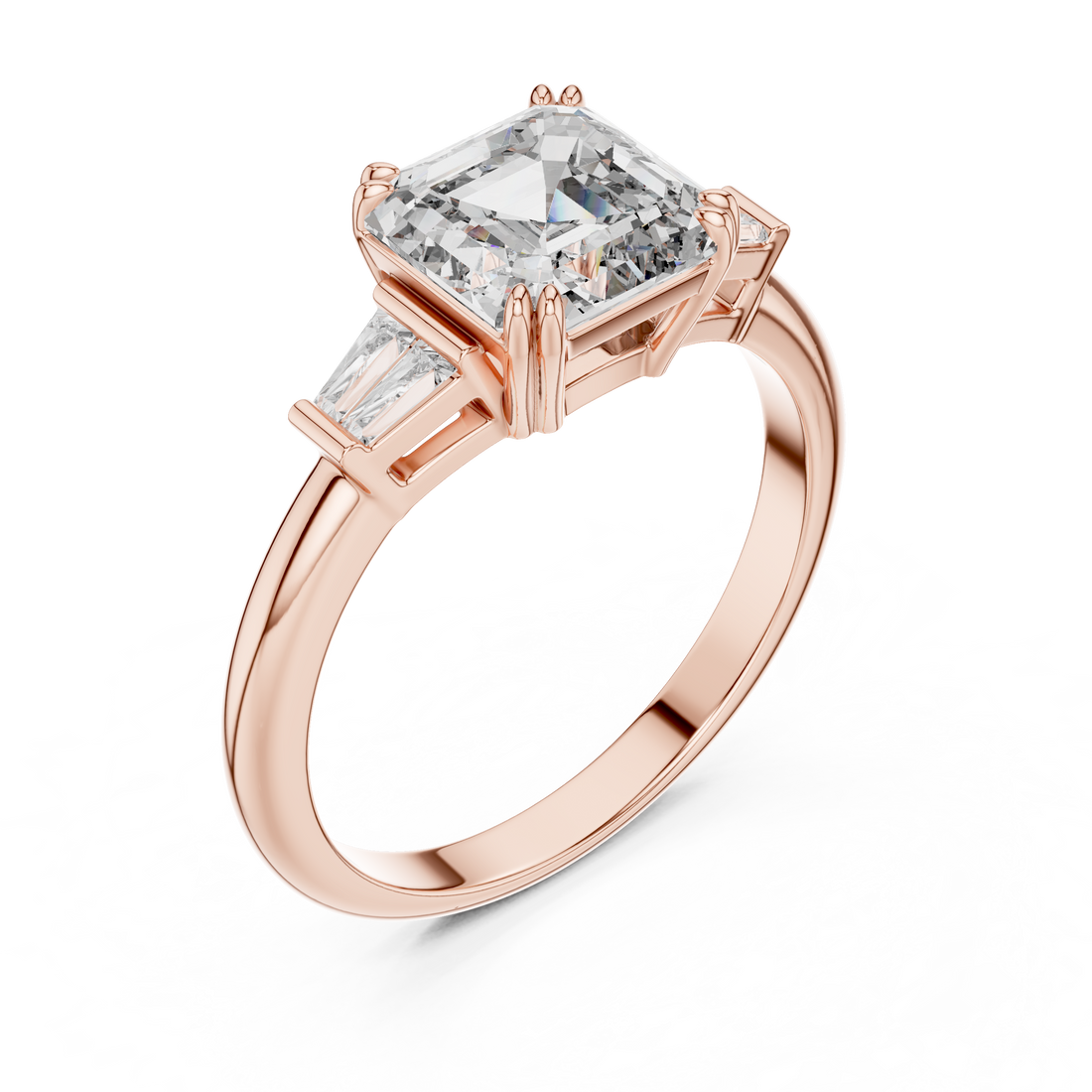 Modern Three Stone Diamond Ring with Sparkling Pavé