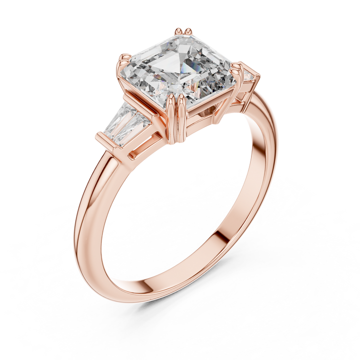 Modern Three Stone Diamond Ring with Sparkling Pavé