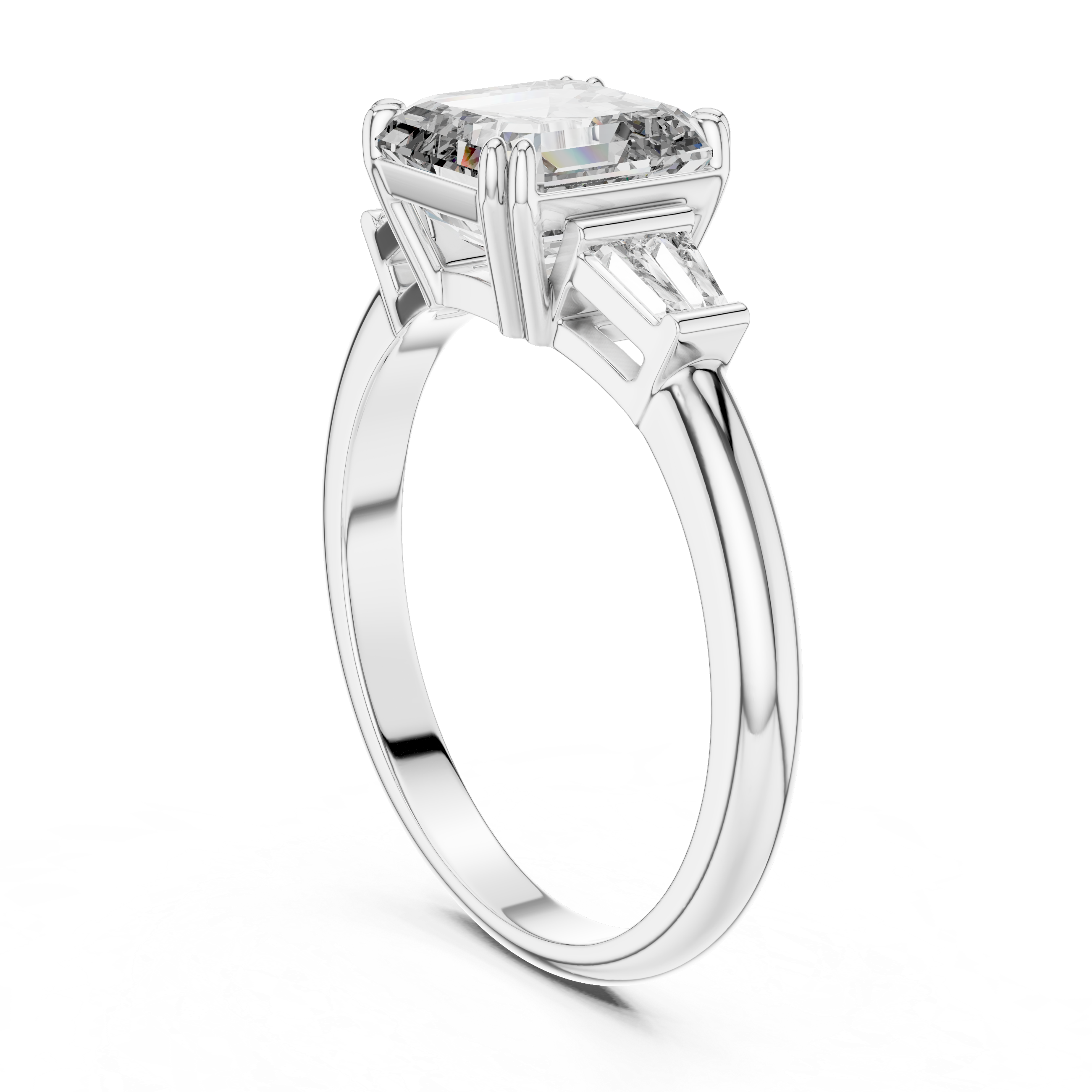 Modern Three Stone Diamond Ring with Sparkling Pavé
