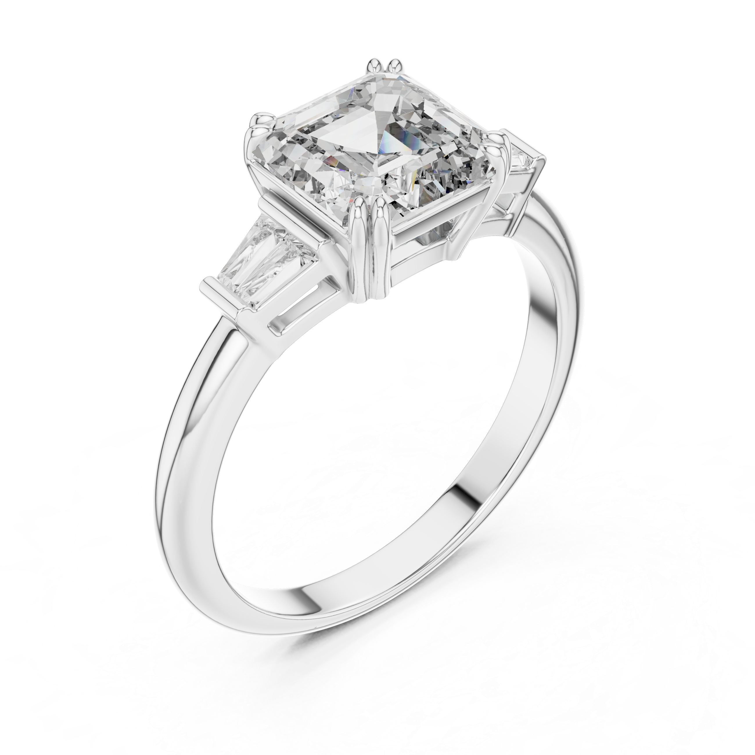 Modern Three Stone Diamond Ring with Sparkling Pavé