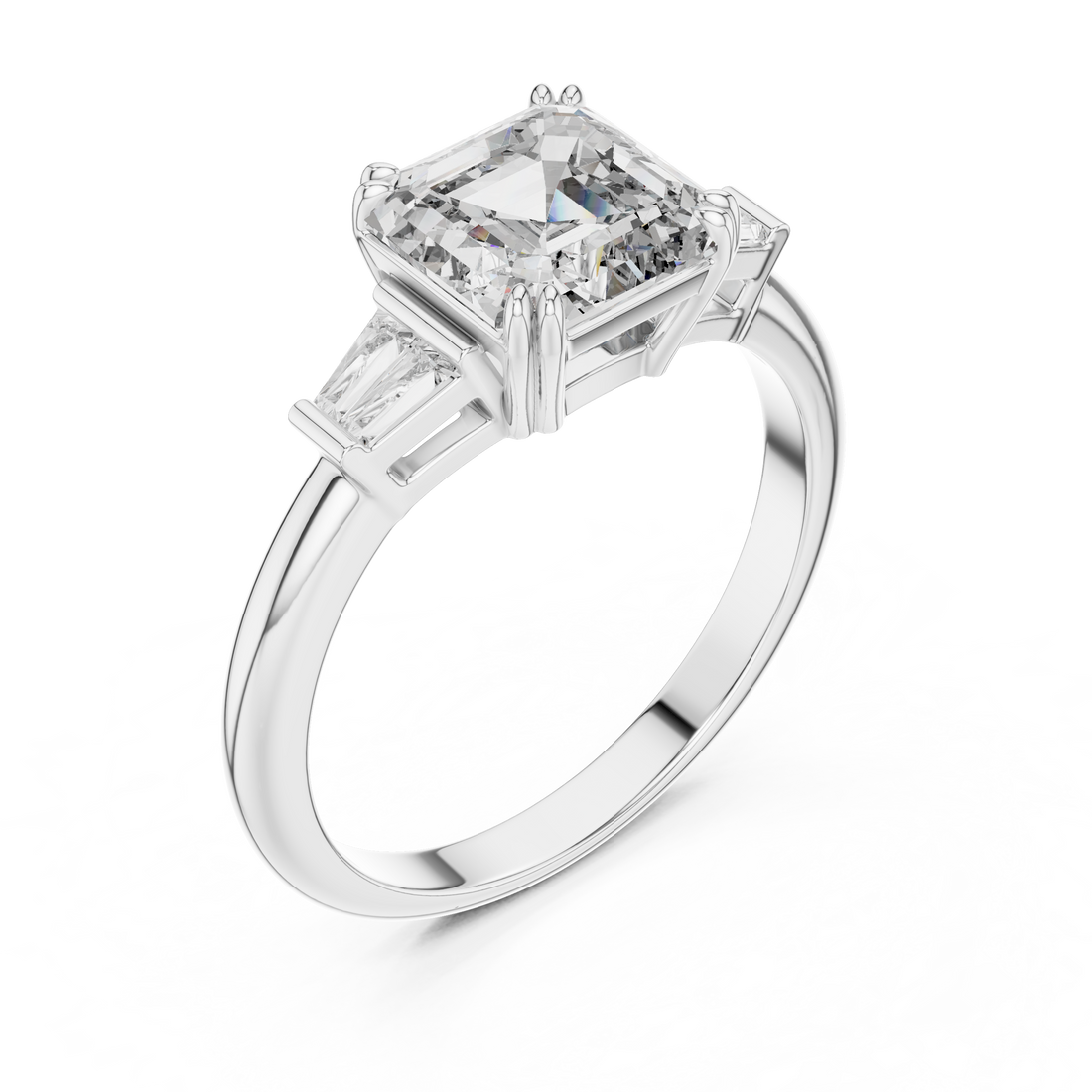 Modern Three Stone Diamond Ring with Sparkling Pavé
