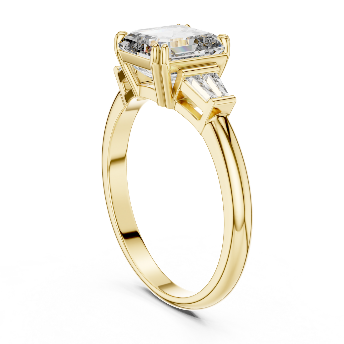 Modern Three Stone Diamond Ring with Sparkling Pavé