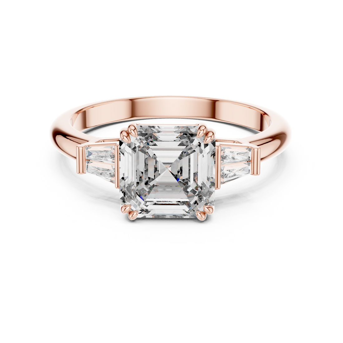 Modern Three Stone Diamond Ring with Sparkling Pavé