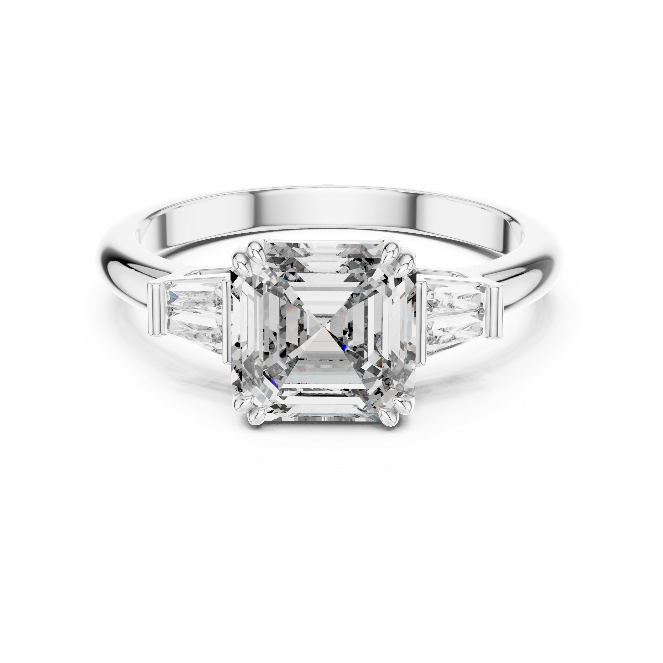 Modern Three Stone Diamond Ring with Sparkling Pavé