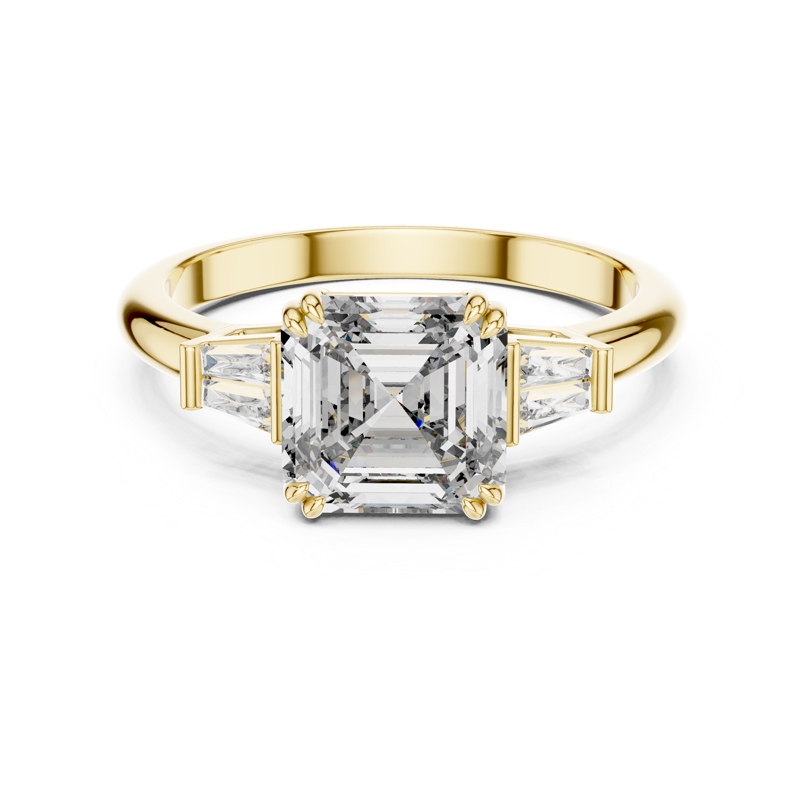 Modern Three Stone Diamond Ring with Sparkling Pavé