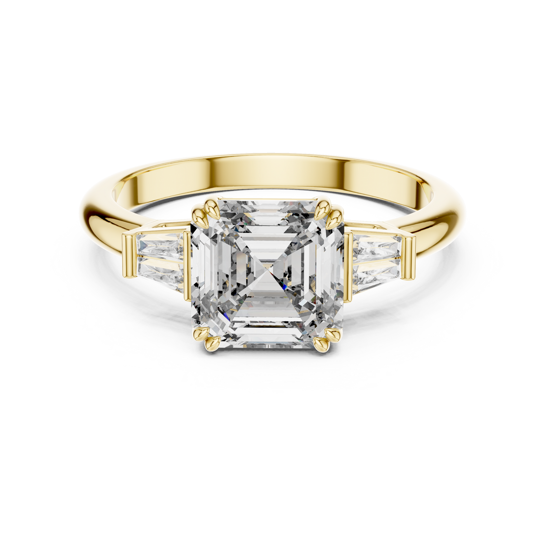Modern Three Stone Diamond Ring with Sparkling Pavé