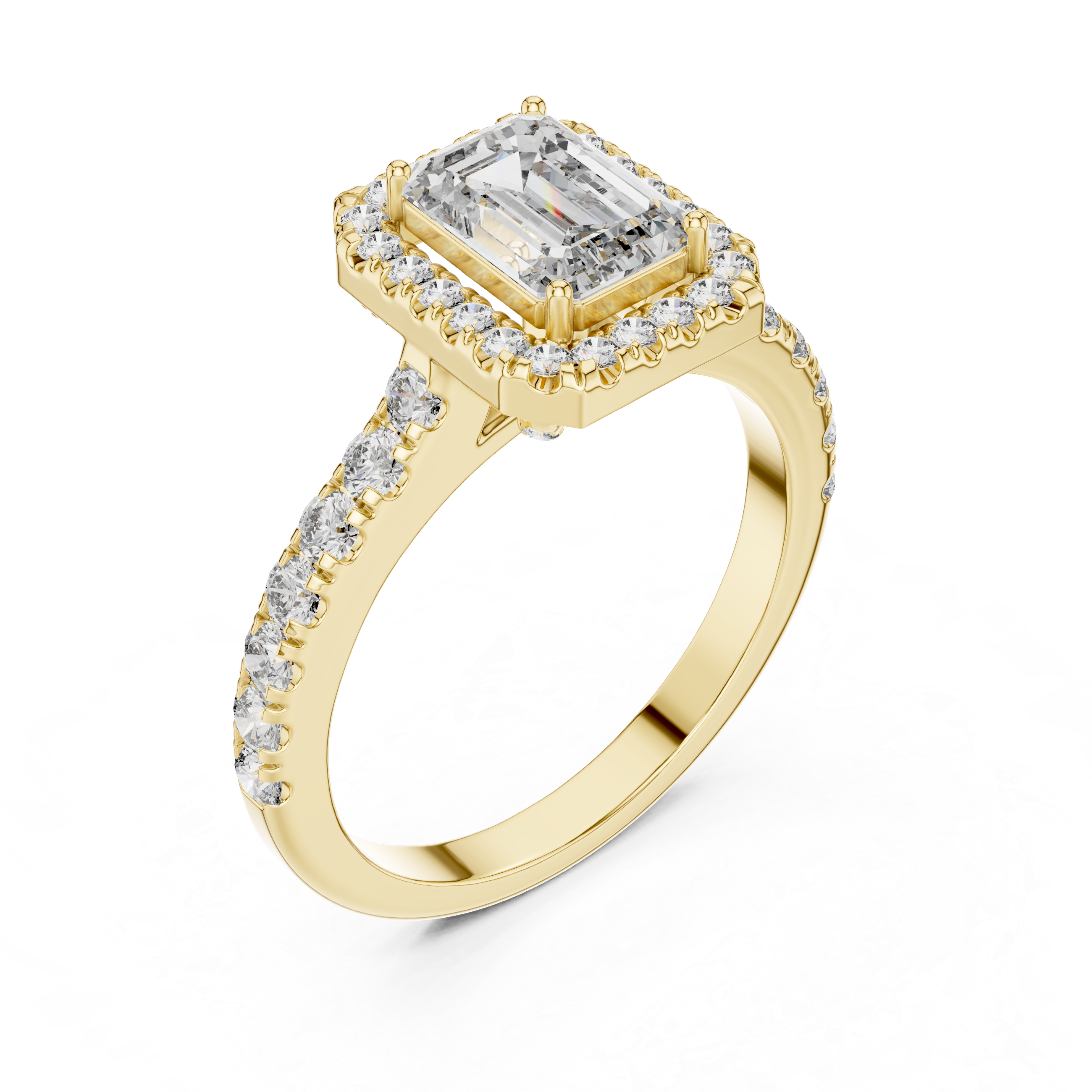 Sophisticated Emerald Cut Halo Diamond Ring – Bridal Collection