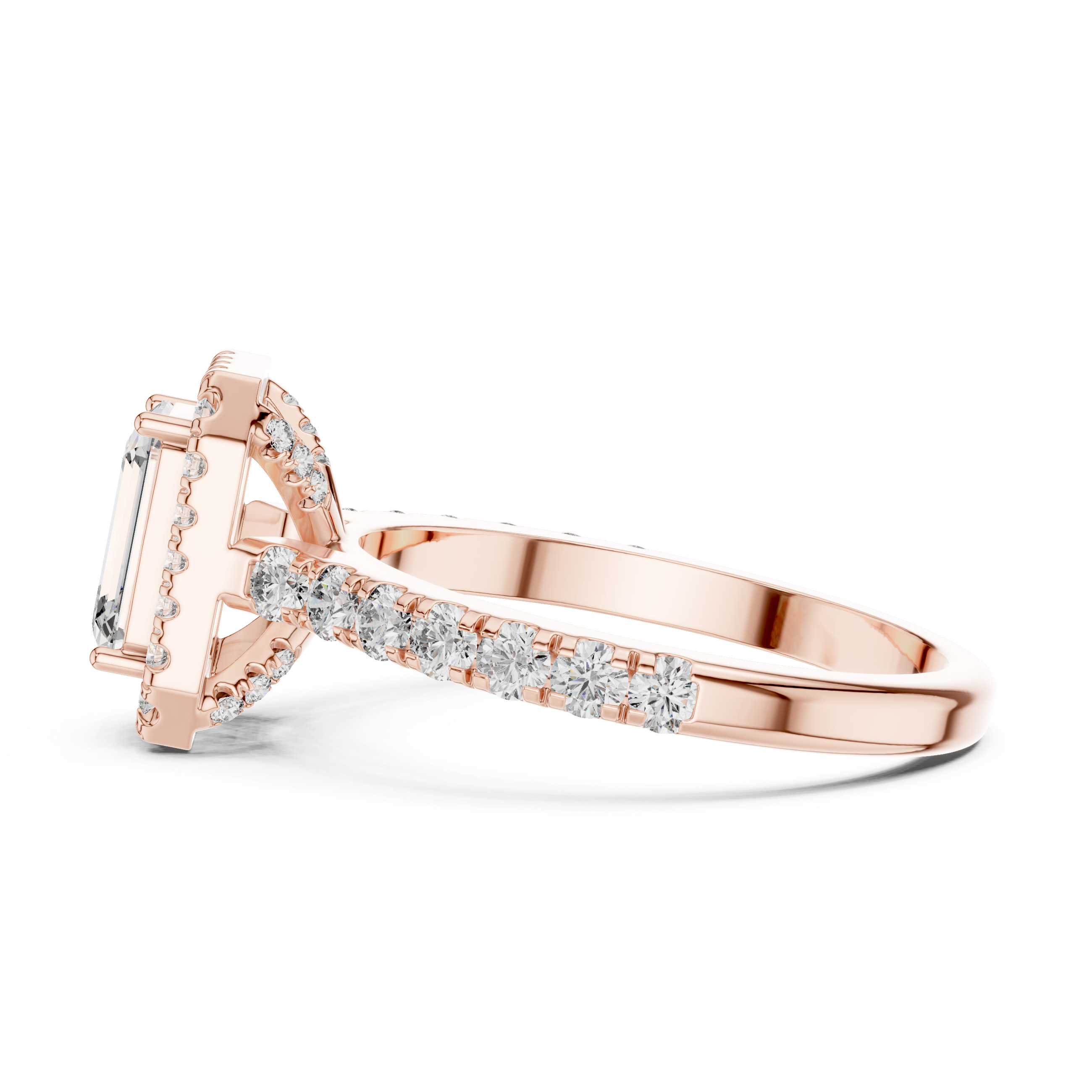 Sophisticated Emerald Cut Halo Diamond Ring – Bridal Collection