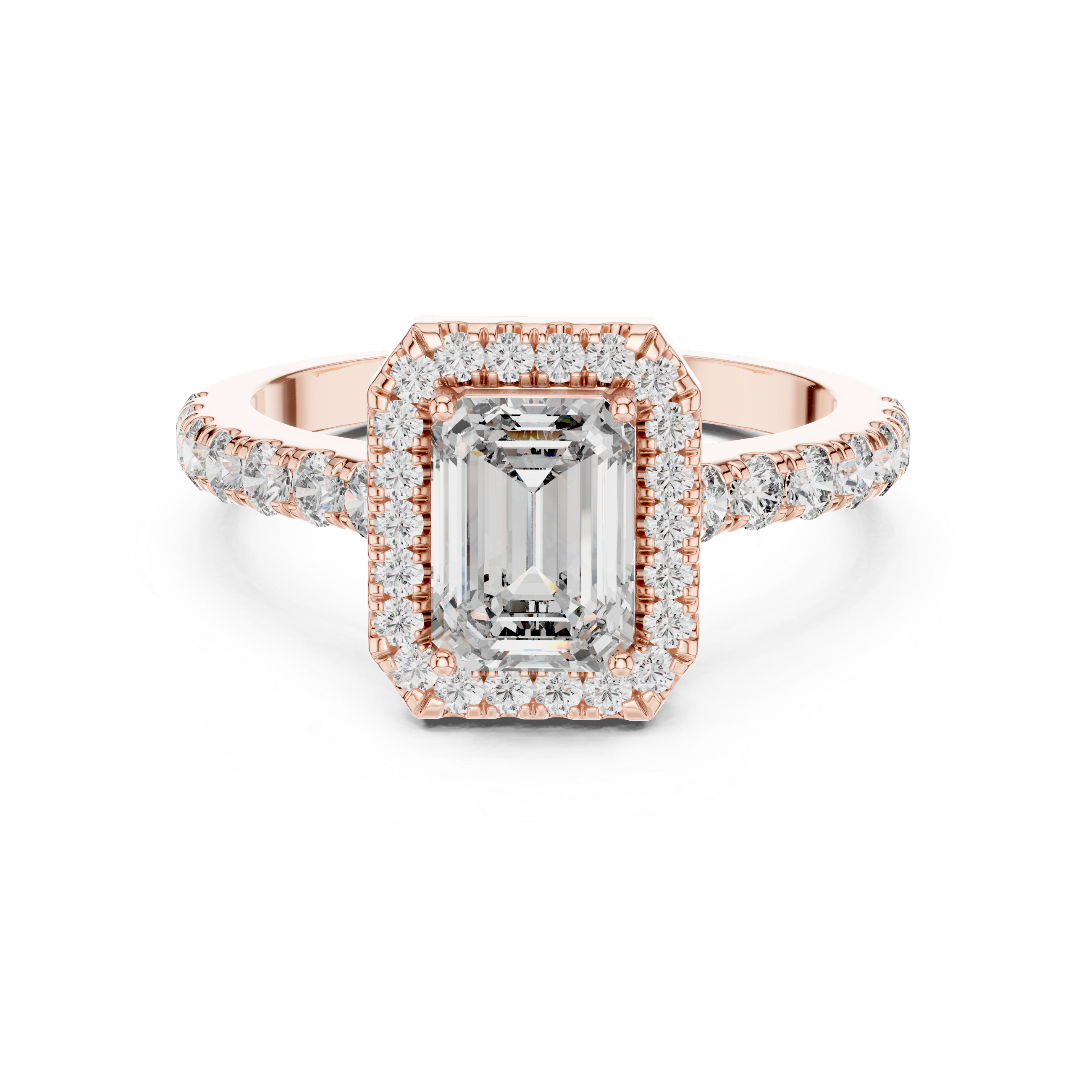 Sophisticated Emerald Cut Halo Diamond Ring – Bridal Collection