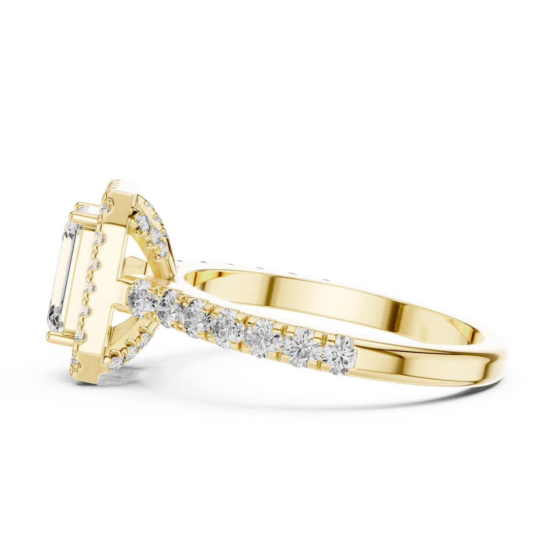 Sophisticated Emerald Cut Halo Diamond Ring – Bridal Collection