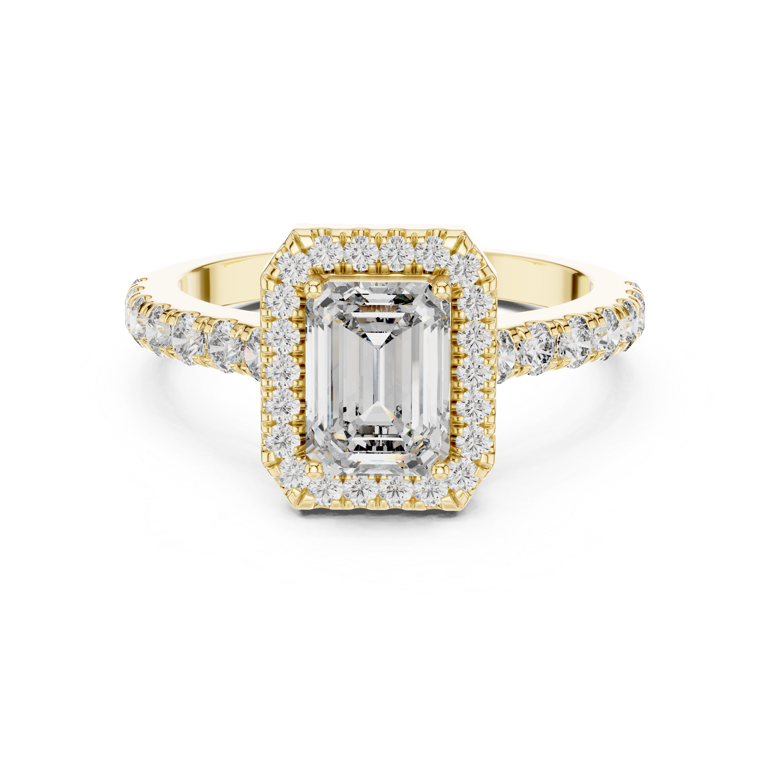 Sophisticated Emerald Cut Halo Diamond Ring – Bridal Collection