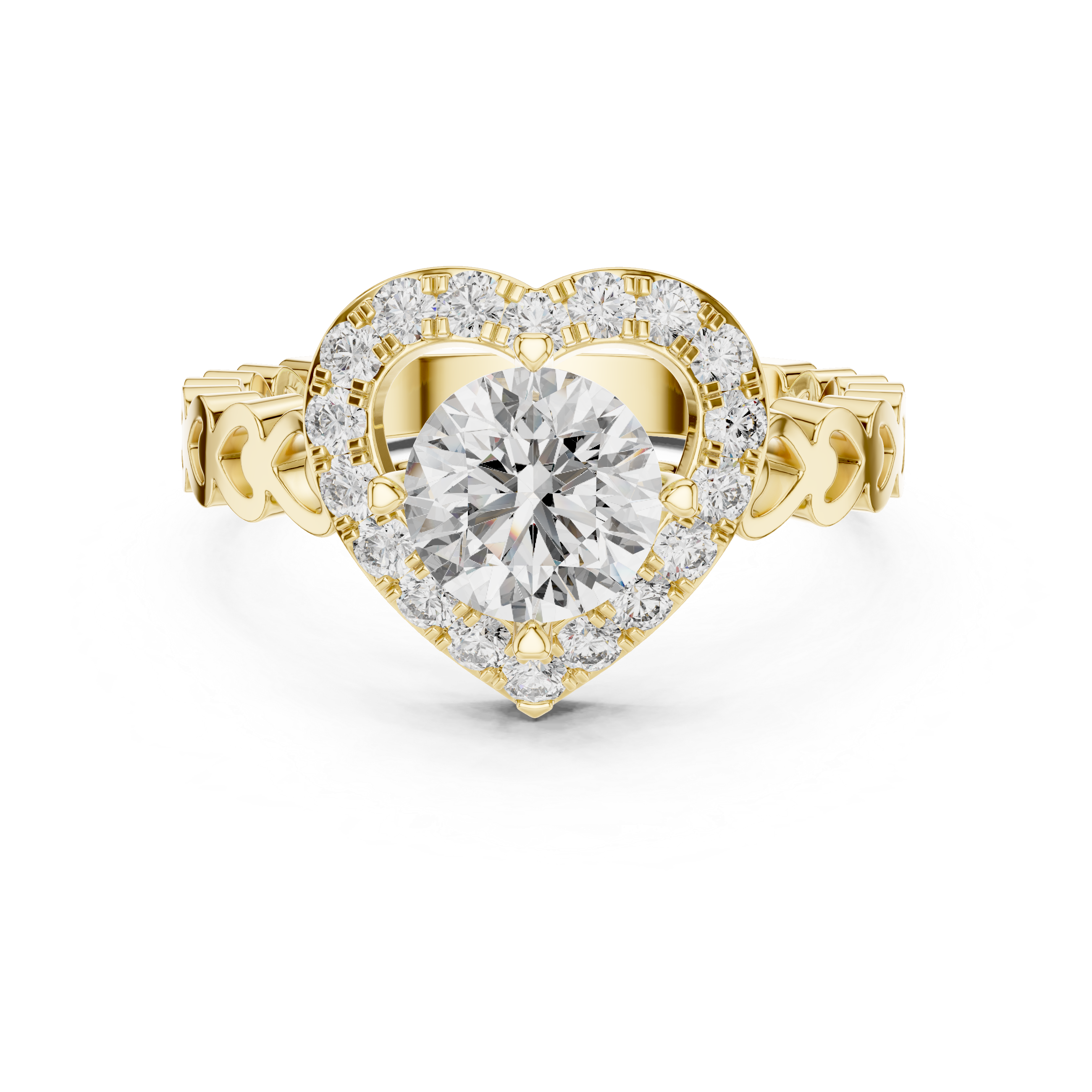 Romantic Heart Halo Diamond Engagement Ring For Women