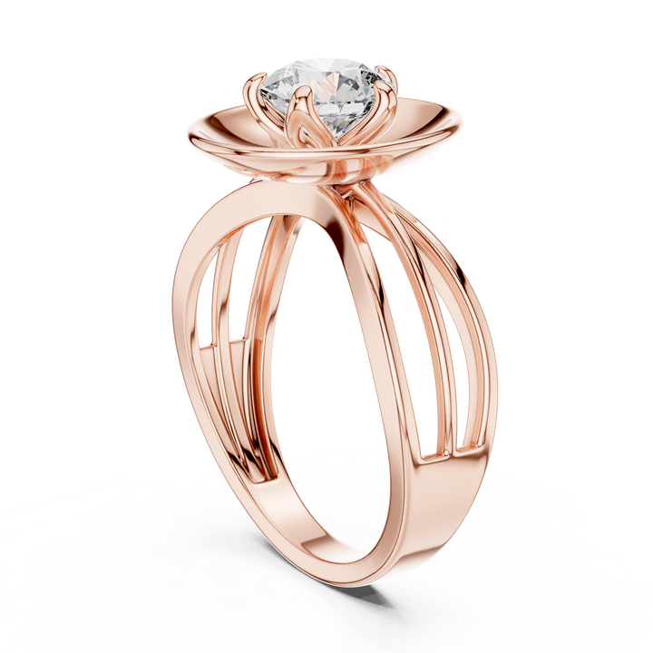 Contemporary Oval Frame Diamond Ring – Sleek Gold Design