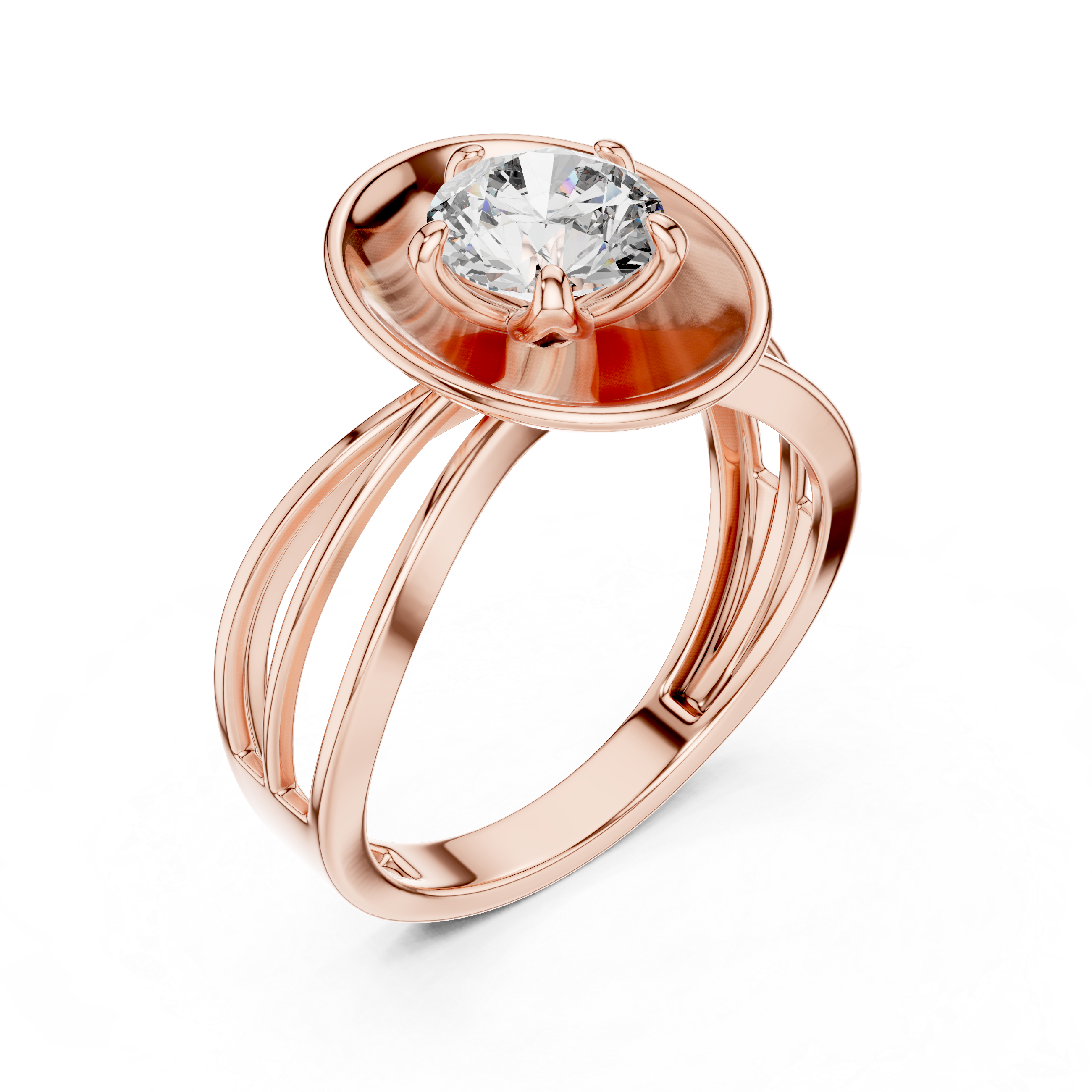 Contemporary Oval Frame Diamond Ring – Sleek Gold Design
