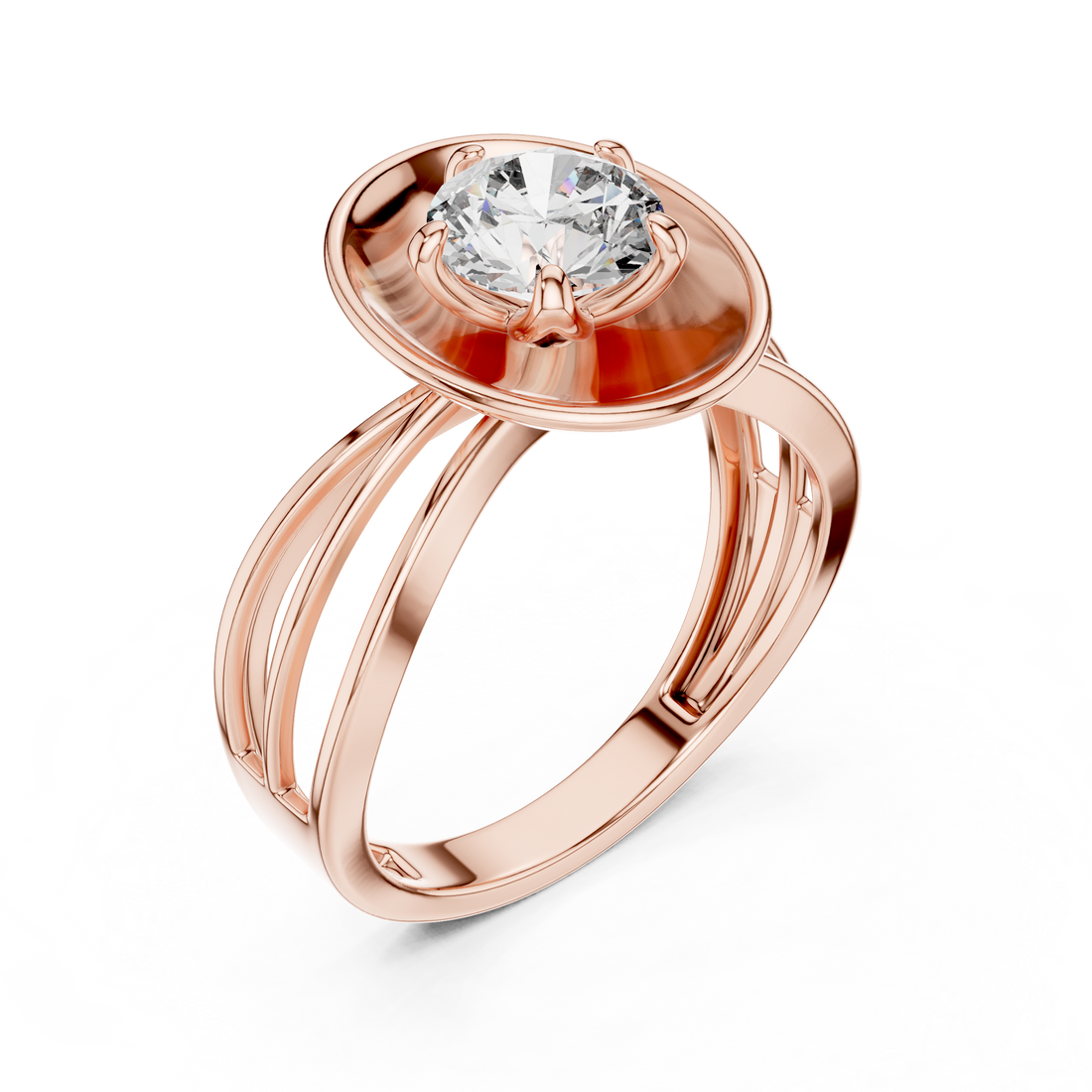 Contemporary Oval Frame Diamond Ring – Sleek Gold Design