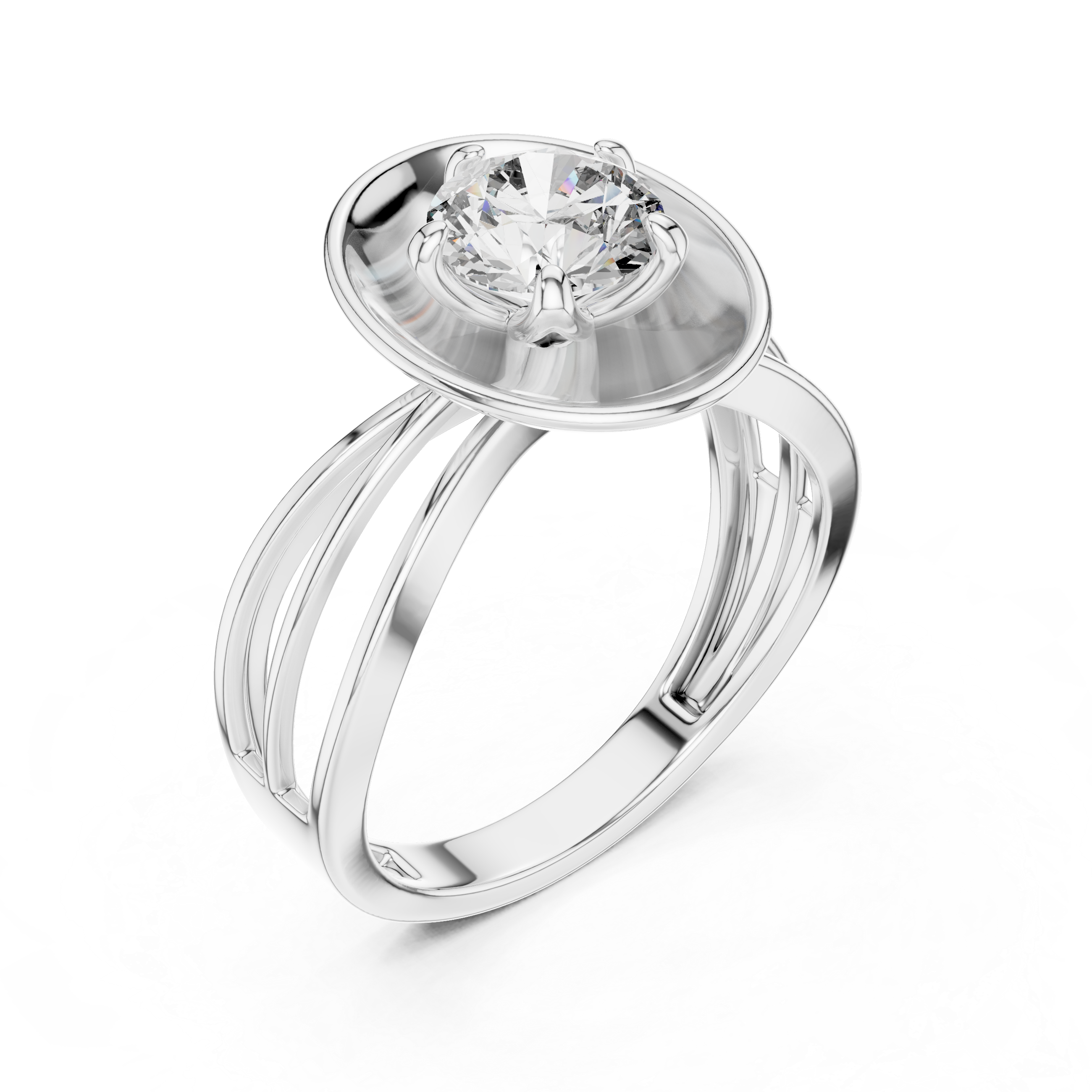 Contemporary Oval Frame Diamond Ring – Sleek Gold Design