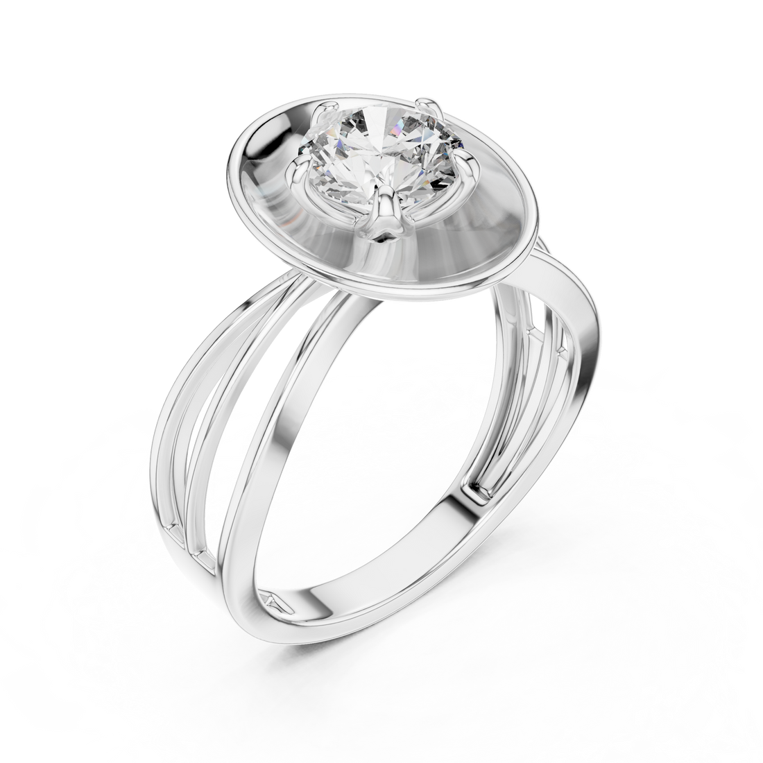 Contemporary Oval Frame Diamond Ring – Sleek Gold Design