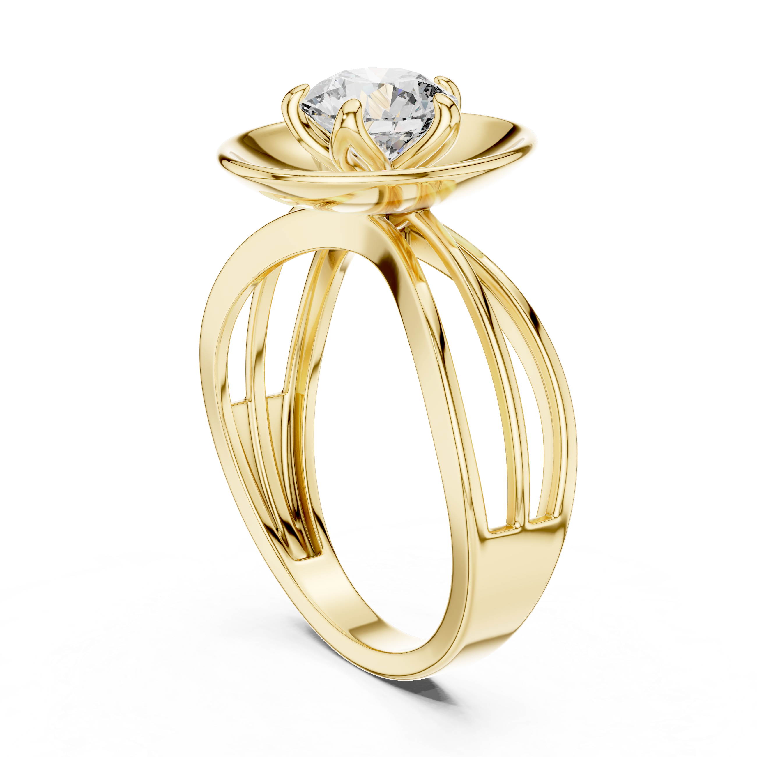 Contemporary Oval Frame Diamond Ring – Sleek Gold Design