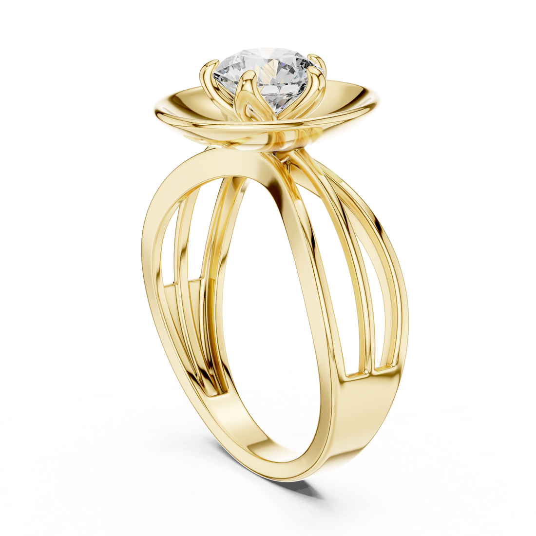 Contemporary Oval Frame Diamond Ring – Sleek Gold Design