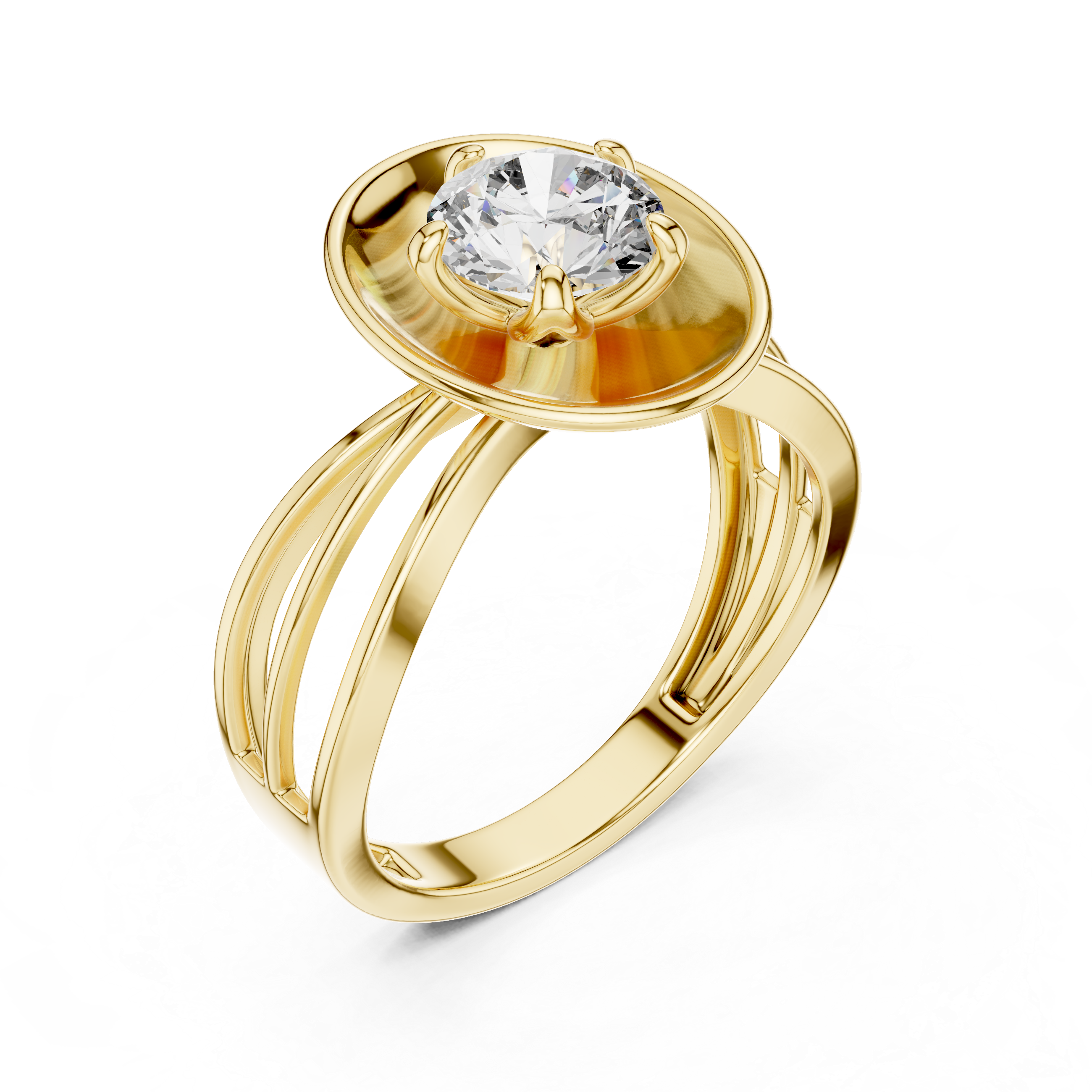 Contemporary Oval Frame Diamond Ring – Sleek Gold Design