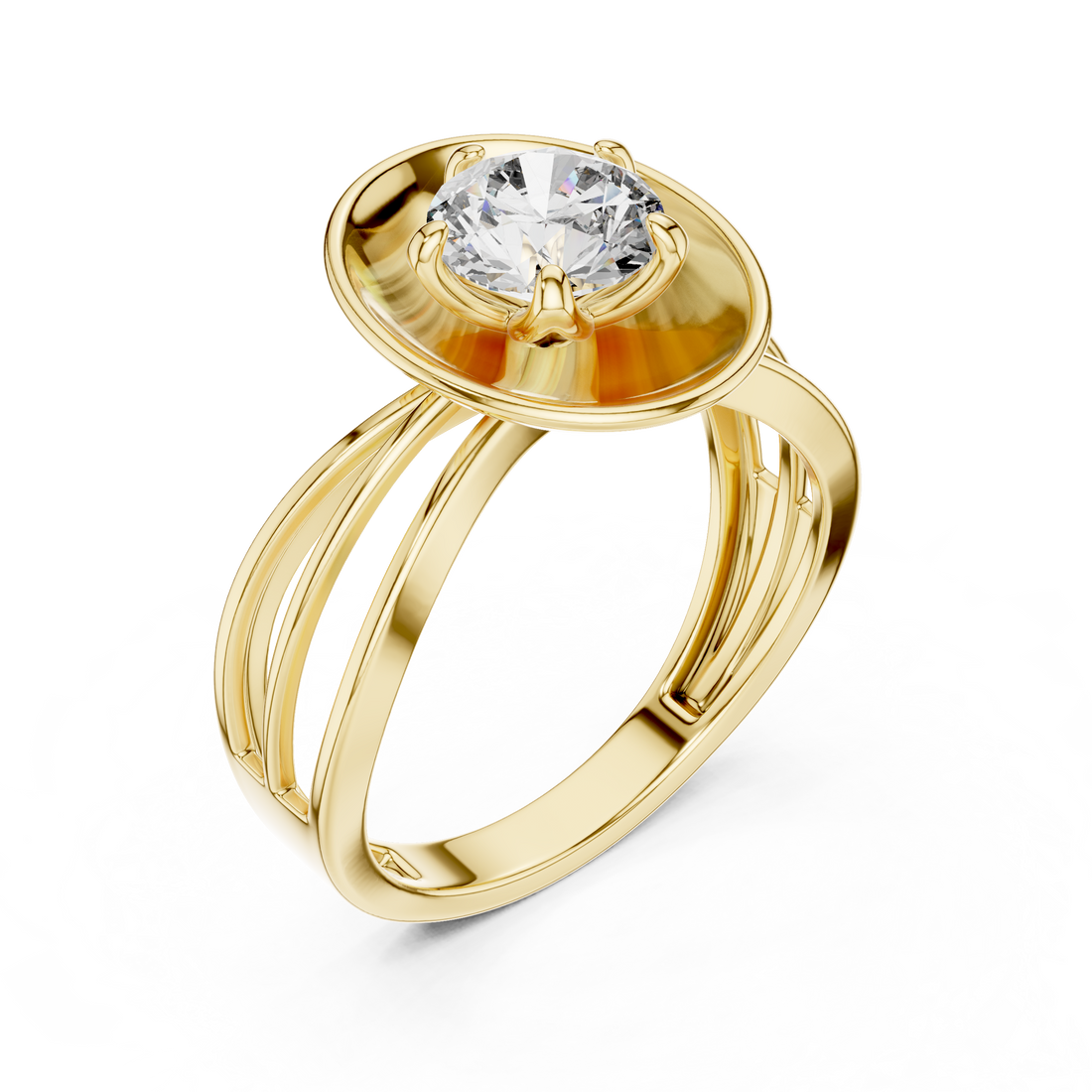Contemporary Oval Frame Diamond Ring – Sleek Gold Design